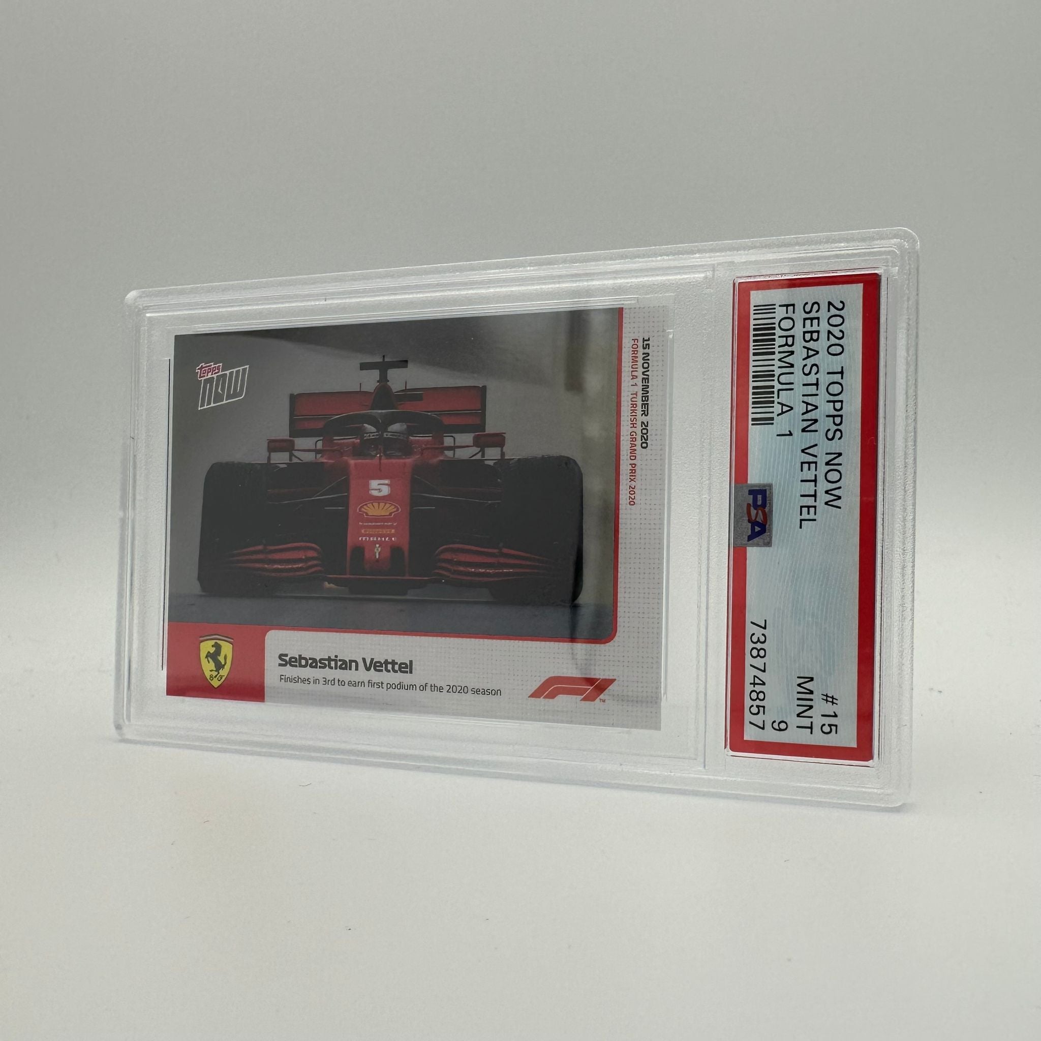 PSA 9 Graded Sebastian Vettel #15 Racing Card - First Podium Finish in 3rd Place - Perfect for F1 Collectors and Motorsport Memorabilia Enthusiasts
