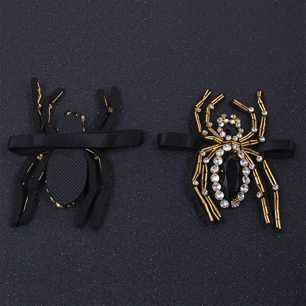 Suoirblss 2PCS DIY Rhinestone Bee Shoe Straps - Sparkling Shoe Accessories for Flats & High Heels | Adjustable Shoe Decor for Women (Spider Style Black) | Perfect for Weddings, Parties & Special Occasions