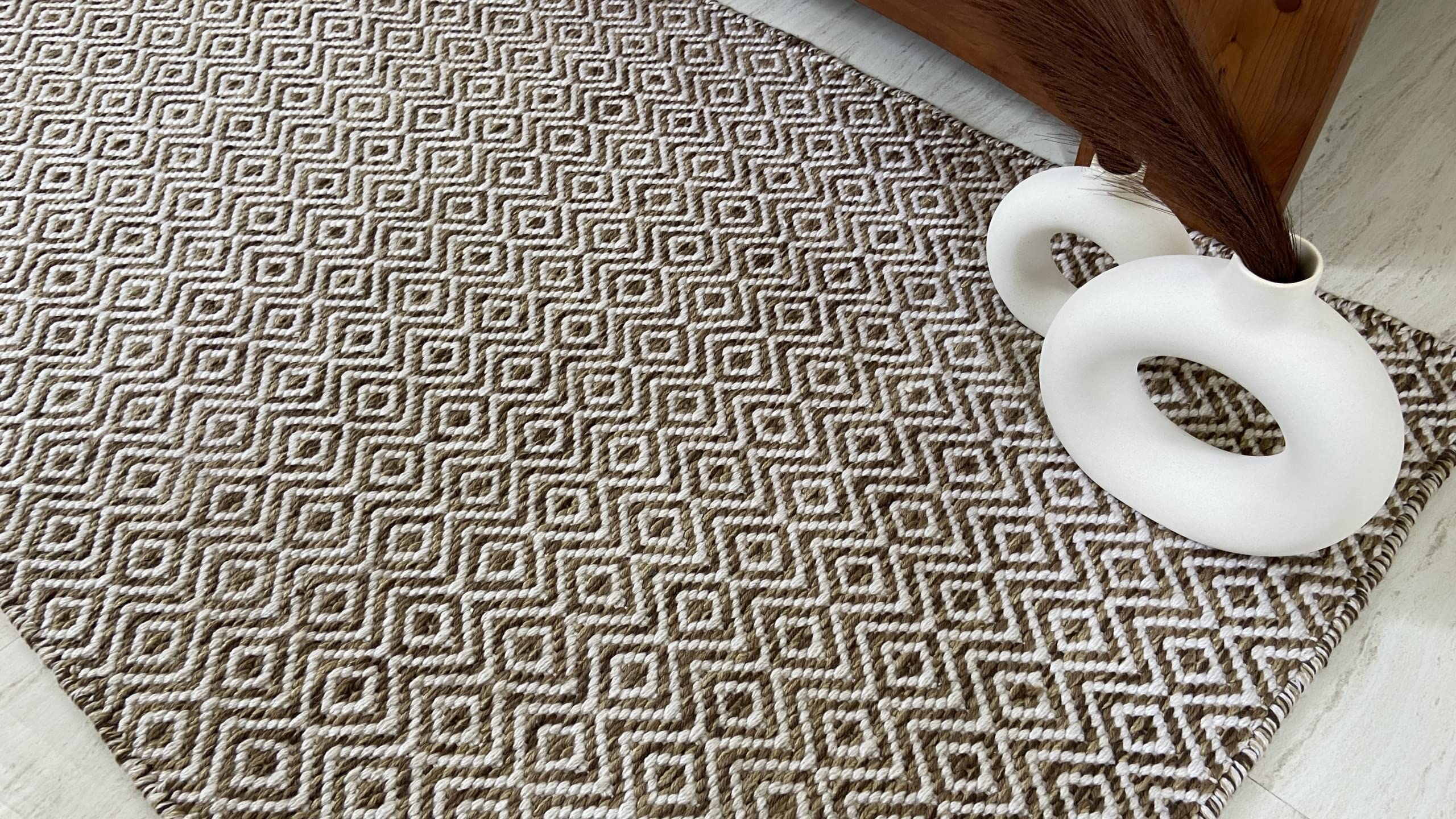 Handwoven Wool Area Rug by Fort by Rita Rugs - Perfect for Living Room, Bedroom & Home Decor
