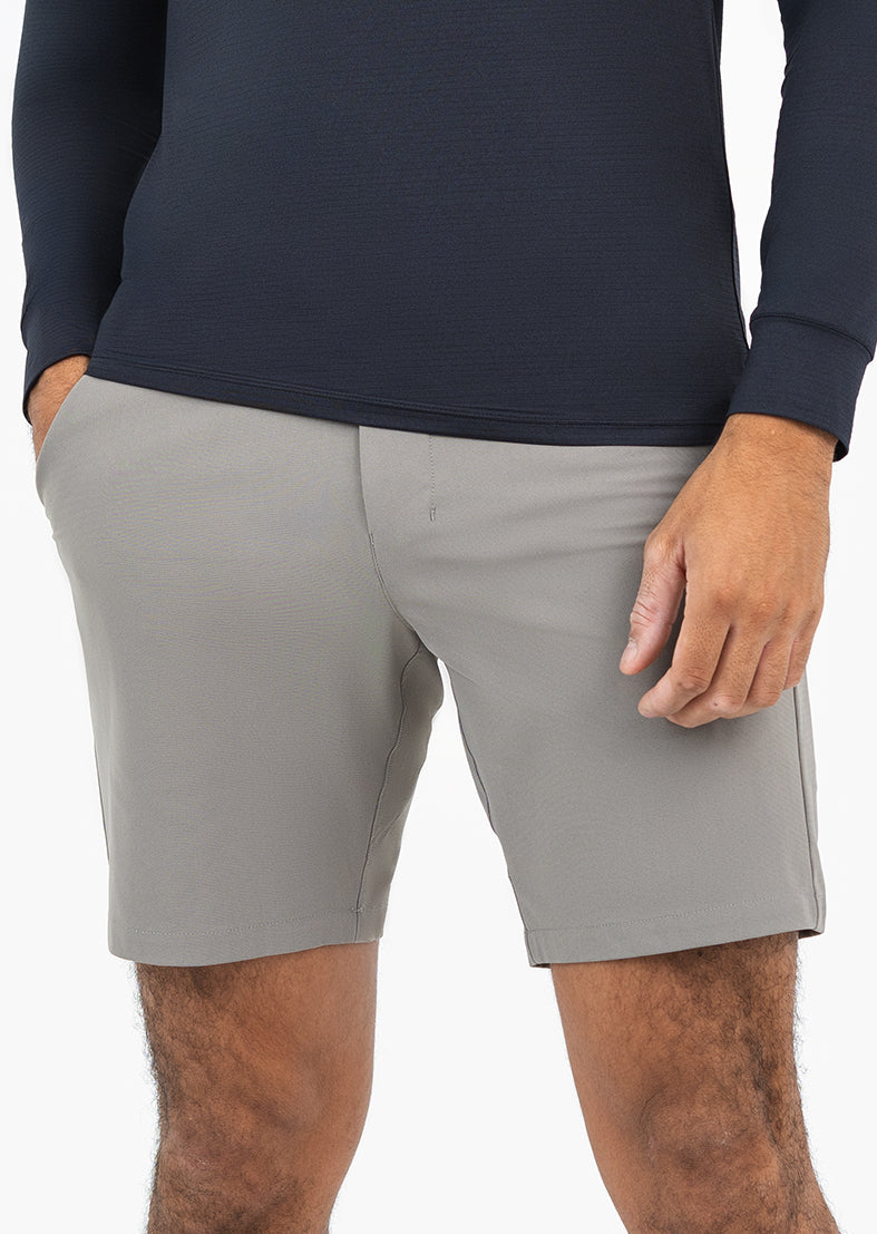 Men's Classic Fit Adapt Shorts - Comfortable Stretch Fabric for Casual Wear & Outdoor Activities (8R, Pebble Grey)