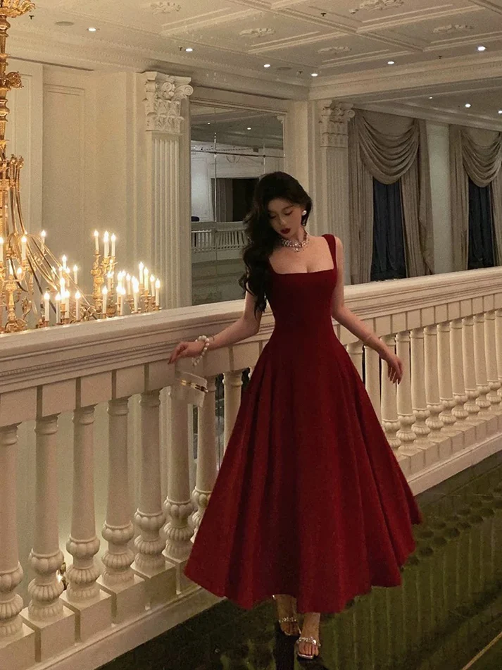 Elegant A-Line Straps Red Prom Dresses for Women - Formal Evening Gown for Birthday Party, Homecoming, Quinceañera & Special Occasions | Style J6754