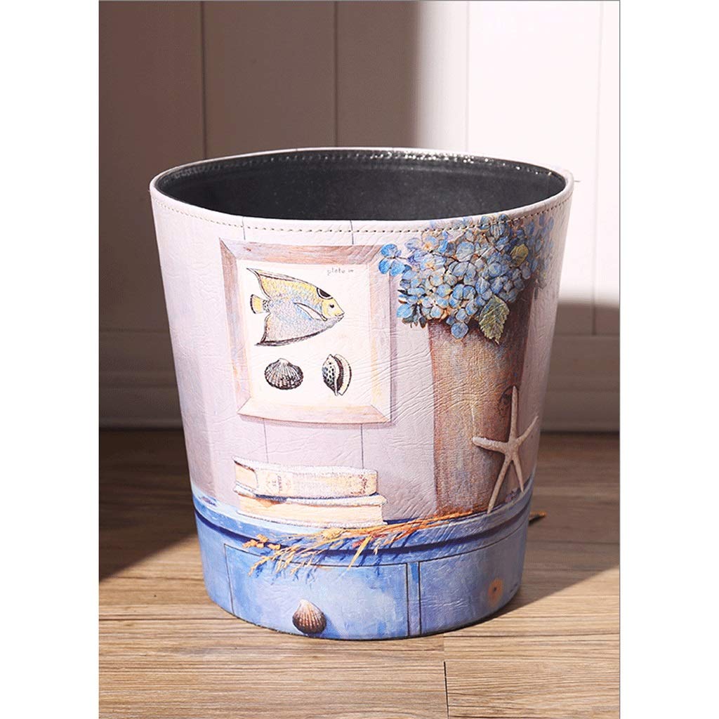 WUHE Retro Trash Can 2.9 Gallon Waste Basket - Lidless Dustbin for Bathroom, Bedroom, Kitchen & Flower Shop - Blue Ocean Color | Perfect for Home Decor & Small Space Organization
