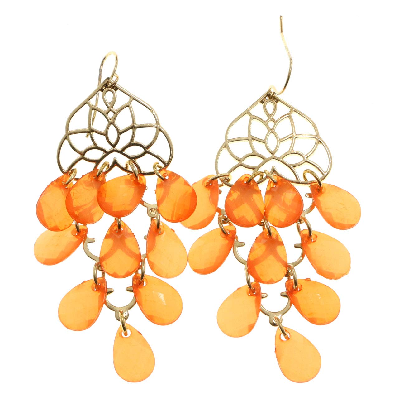 Mi Amore Chandelier Earrings - Gold Tone Orange Crystal Dangle Earrings for Women, Elegant Party & Wedding Jewelry Gift