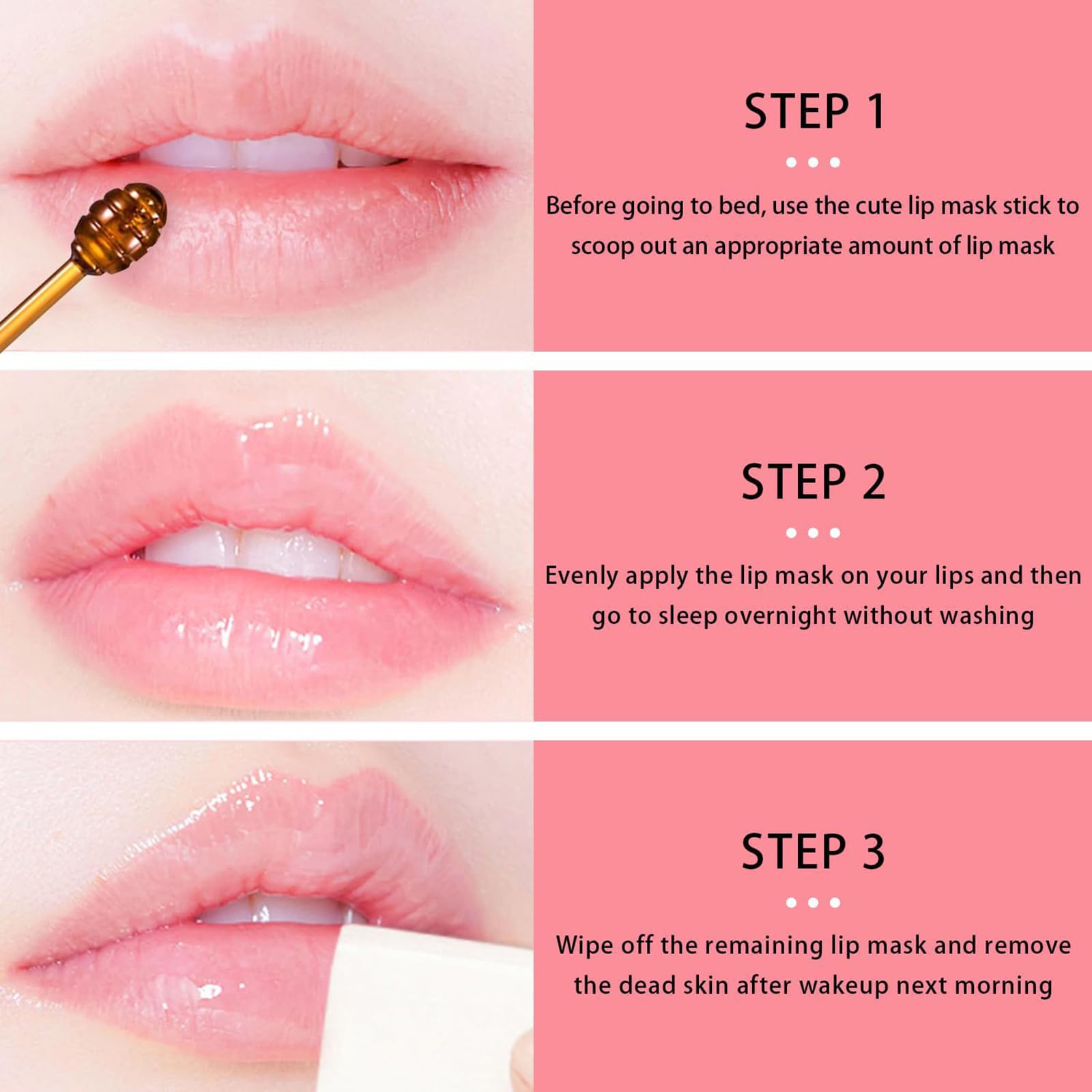 1 PCS Bee Lip Balm Lip Mask Honey Pot - Cherry Moisturizing Overnight Sleeping Lip Treatment with Applicator Stick | Hydrating Dry & Cracked Lips | Perfect for Night Care, Travel, and Winter Lip Protection