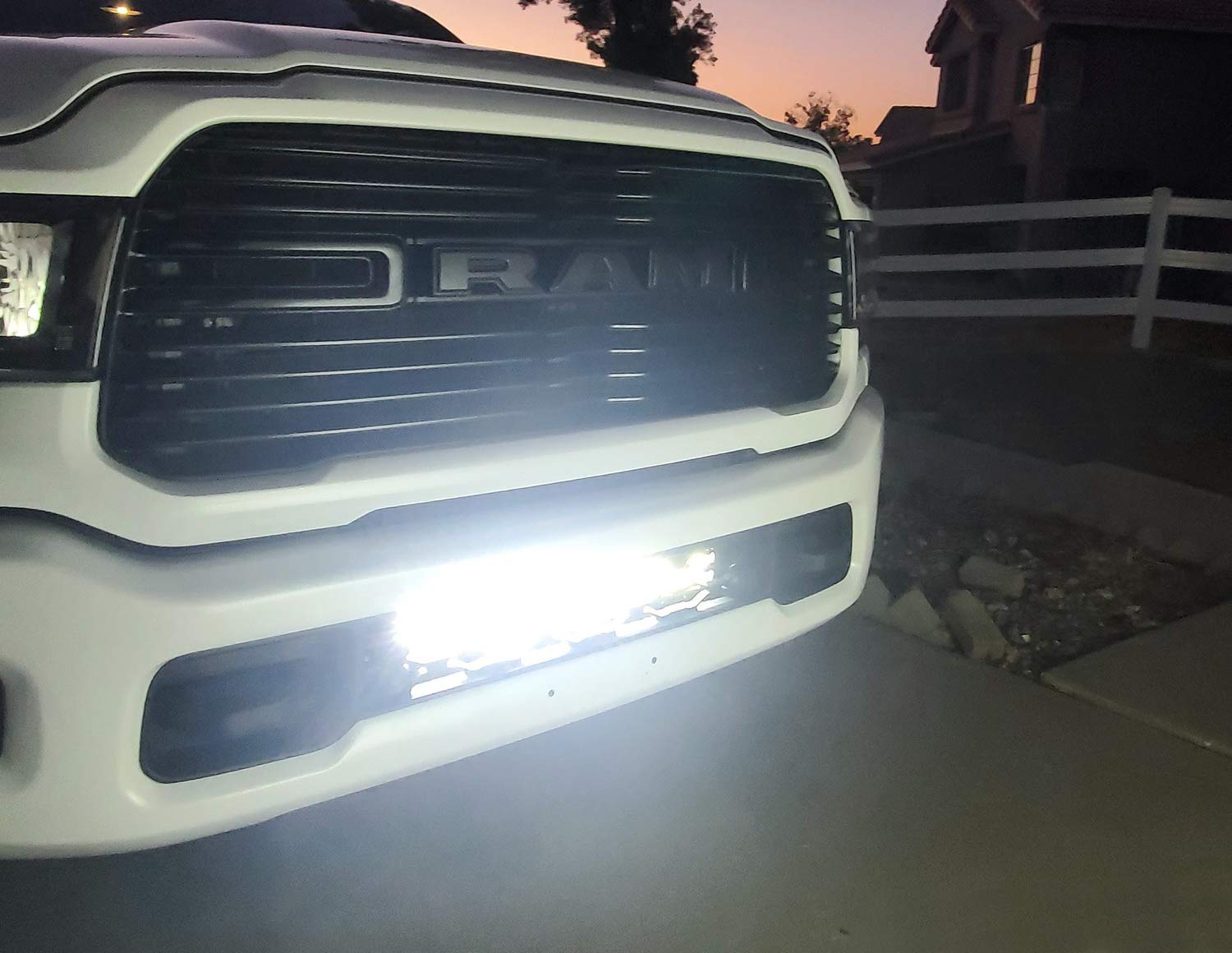 iJDMTOY 20-Inch 120W High Power LED Light Bar for 2020-2024 Dodge RAM 2500/3500 - Lower Grille Mount with Brackets & On/Off Switch - Perfect for Off-Roading, Night Driving & Truck Customization