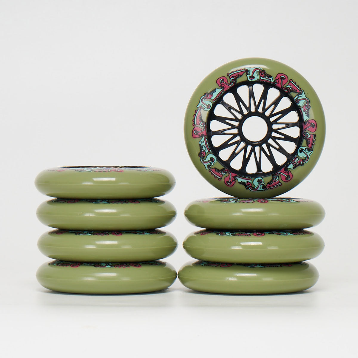 Premium Mushroom Blading Doses Wheels 110mm - 8 Pack Set for Aggressive Inline Skating and Urban Rollerblading