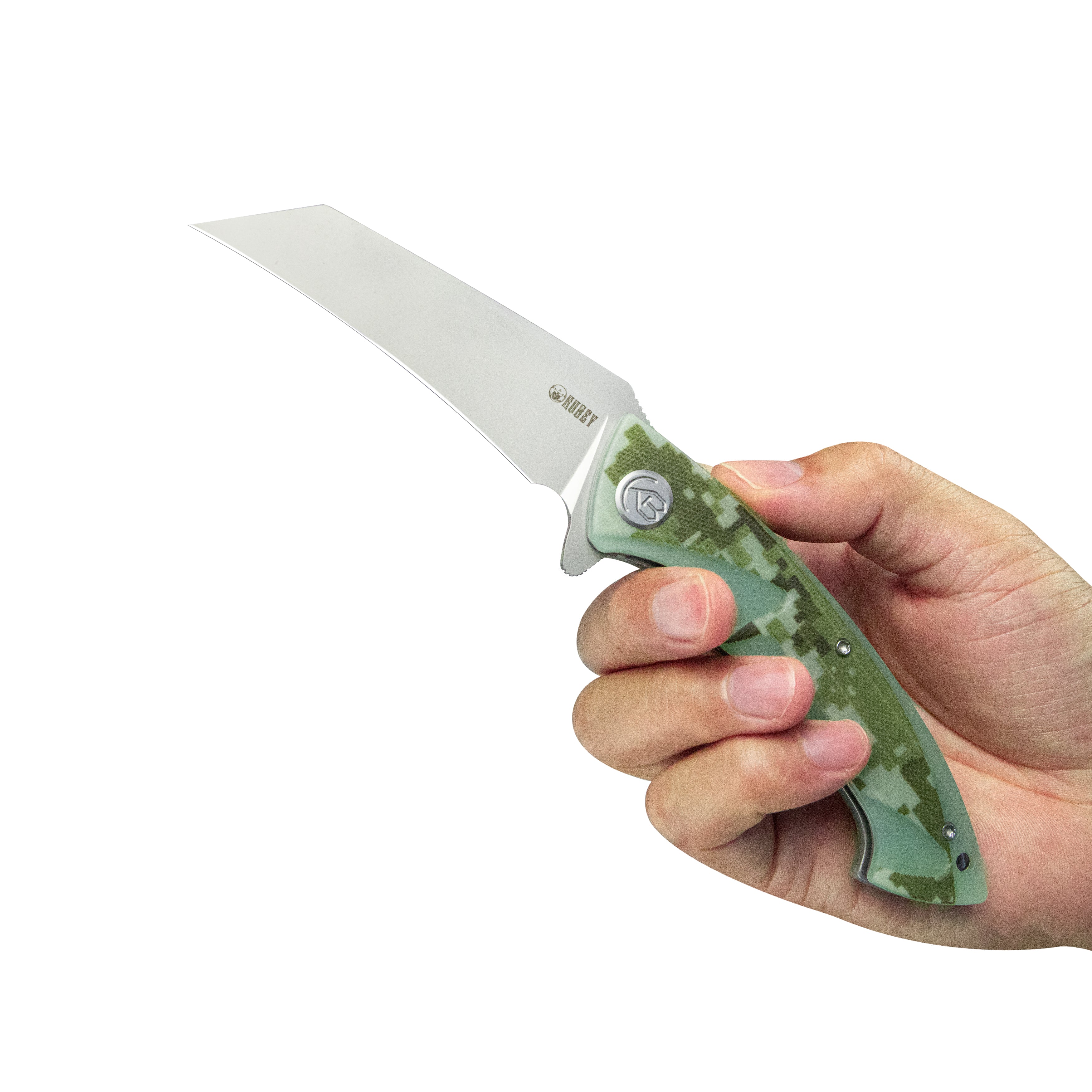 Kubey Anteater Liner Lock Folding Pocket Knife - Camo G10 Handle, 3.42