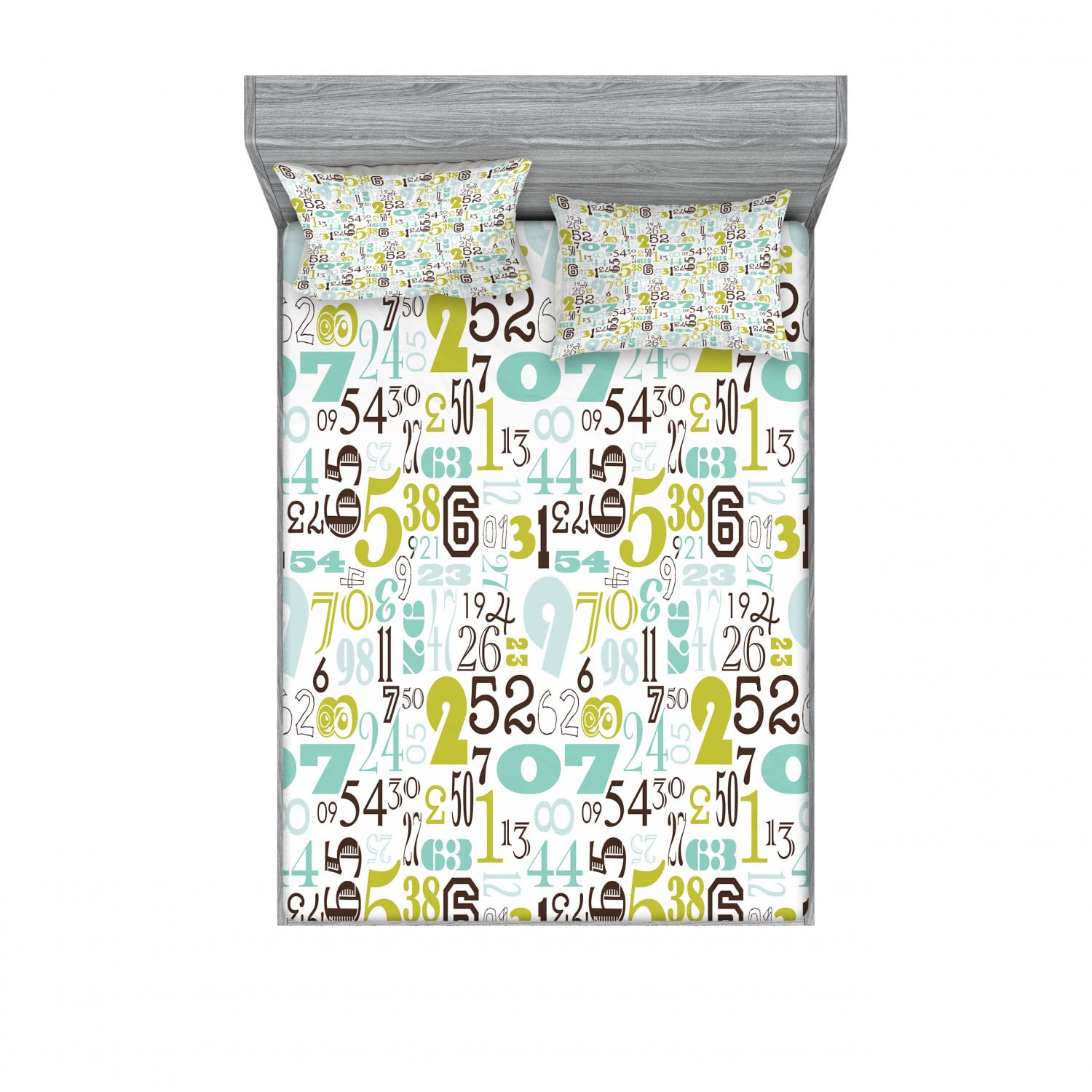 Ambesonne 2-Pack Queen Size Fitted Sheet Set with 4 Pillow Shams - Colorful Typography Design Bedding Decor for Modern Bedrooms | Multicolor 4-Piece Luxury Cotton Blend Sheet Set for Guest Rooms & Dorm Essentials
