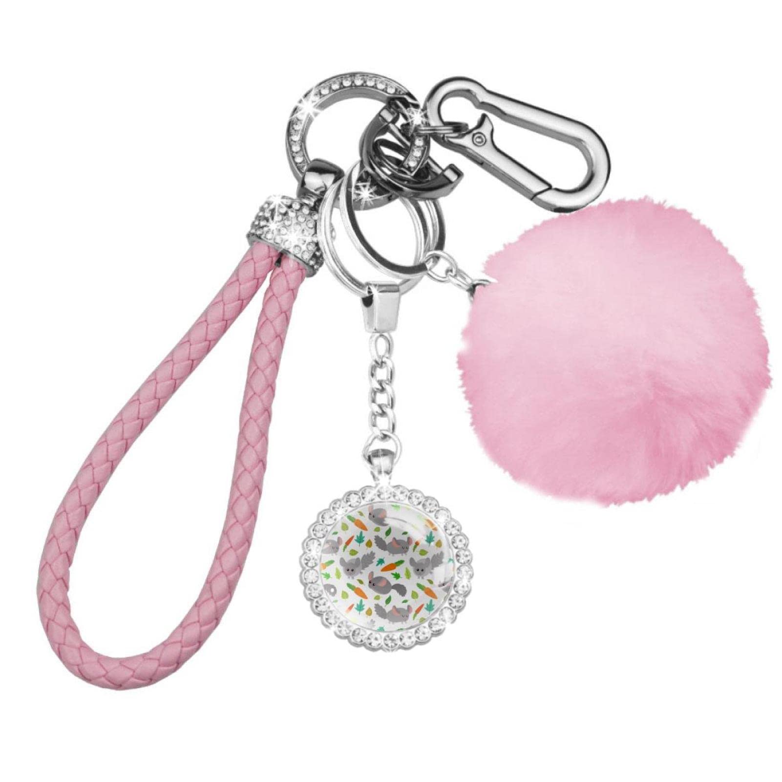 Colorful Parrot Keychain Set for Women & Girls - 8PCS Cute Animal Keychains with Car Keychain, Wristlet & Pompom Accessories | Perfect for Keyrings, Backpacks, Gifts & Handbag Decor