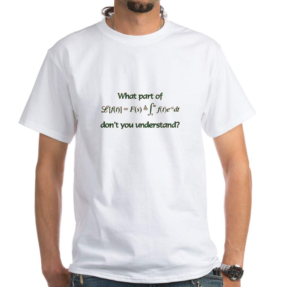 Laplace Transform Math T-Shirt - Cotton White Graphic Tee for Engineers & Students - Perfect for Class, Work & STEM Events