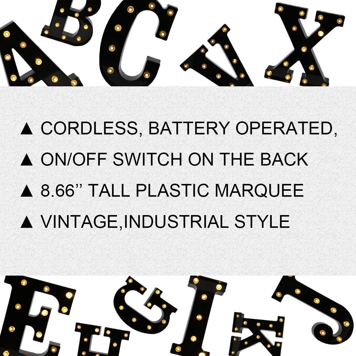 LED Marquee Letter Lights - Black Alphabet & Number Signs for Home, Bar, Party Decor - Perfect for Christmas, Birthday, Wedding & Night Light Decorations