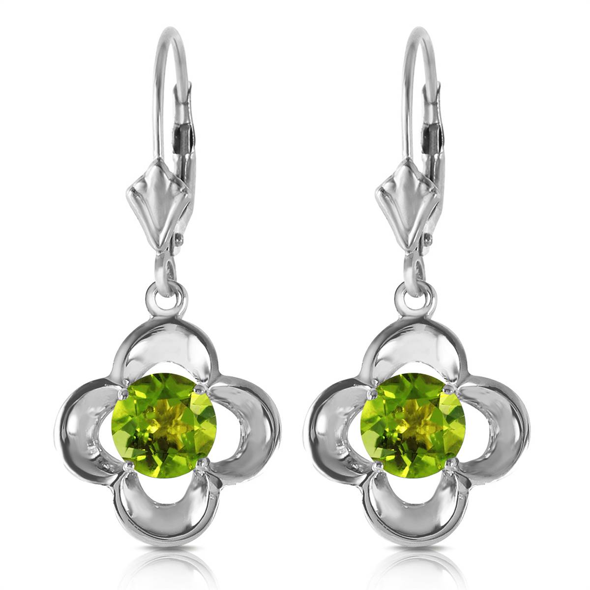 1.1 Carat 14K Solid White Gold Peridot Stud Earrings - Elegant Birthstone Jewelry for Women, Perfect Gift for Anniversary, Birthday & Special Occasions
