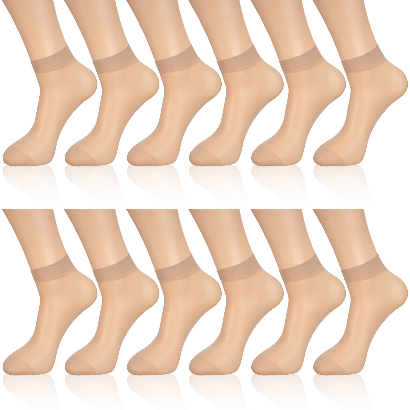 Geyoga 12 Pairs Women's Sheer Ankle Socks - Thin Nylon Transparent No-Show Socks for Dress Shoes & Casual Wear - Breathable Comfort for Work, Office & Everyday Outfits