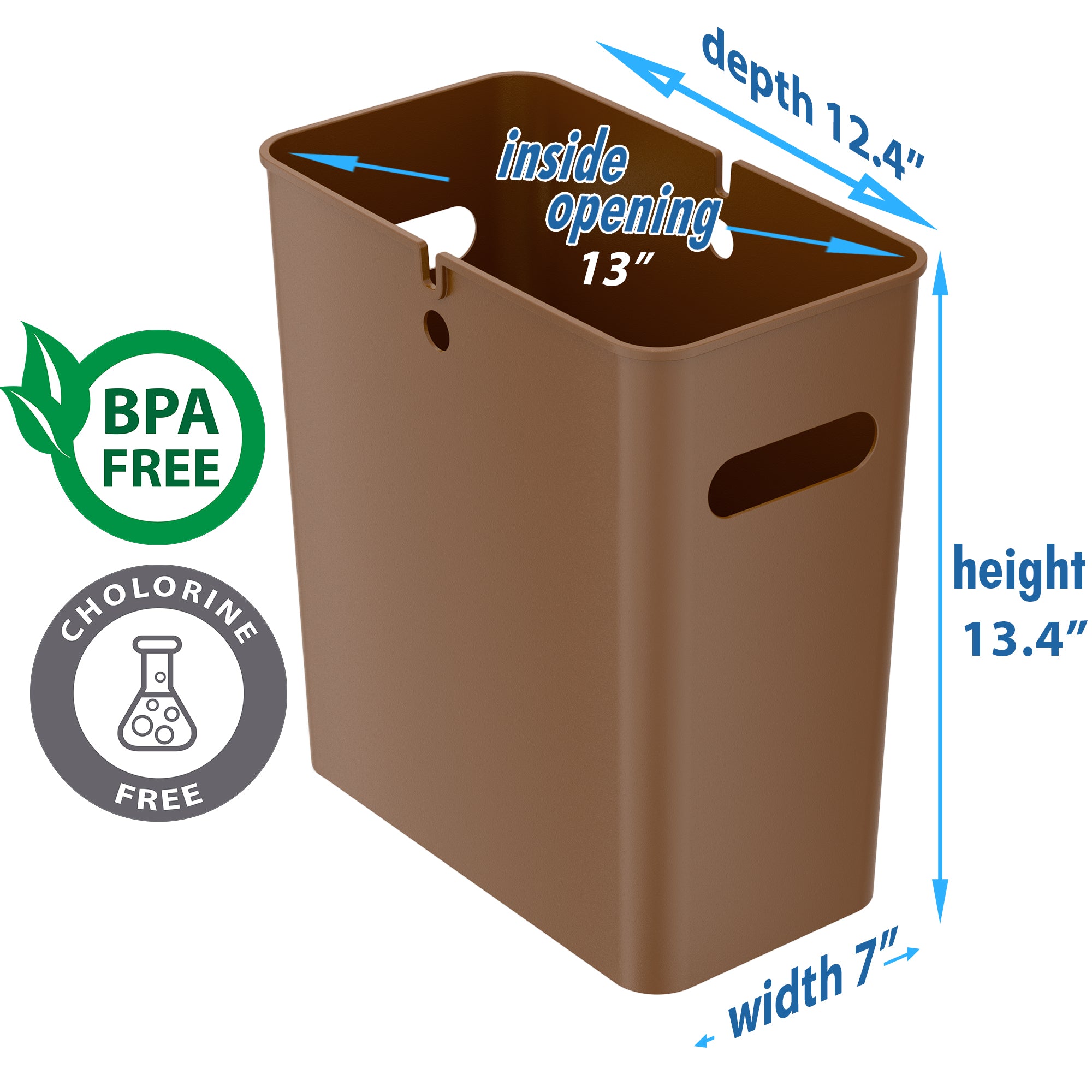 4.2 Gallon (16 Liter) SlimGiant Toffee Brown Trash Can - Perfect for Office, Kitchen, Bathroom & Bedroom Waste Disposal