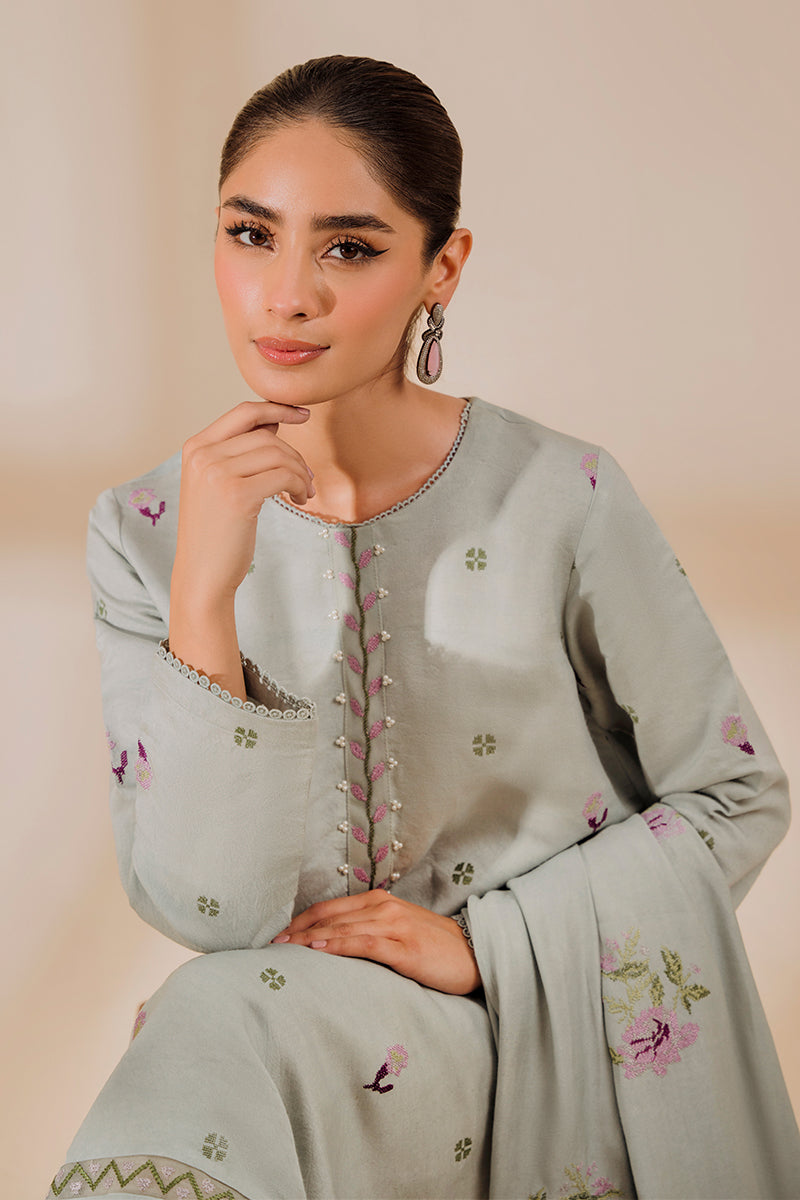 MOON FLOWER 2 PC Set (Shirt & Dupatta) - Elegant Indian Ethnic Wear for Women, Party & Wedding Outfit