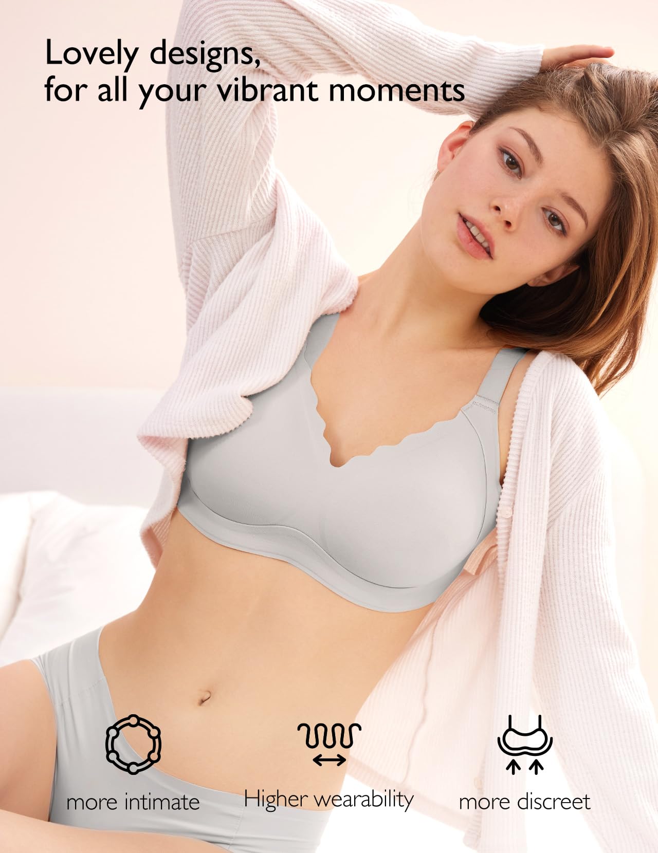 Women's Seamless Scalloped Bralette - No Underwire Wireless Bra for Everyday Comfort & Support | Perfect for Yoga, Lounge & Sleepwear