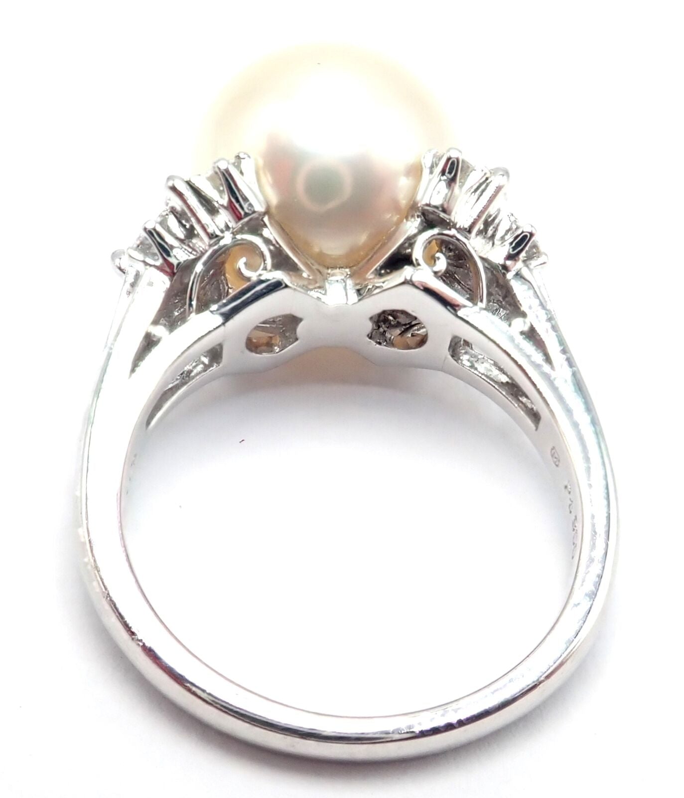 Authentic Mikimoto Platinum Diamond Large 12mm South Sea Pearl Ring - Luxury Jewelry for Women, Elegant Gift for Wedding, Anniversary & Special Occasions