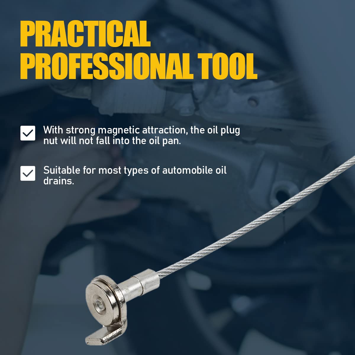 CMTOOL 13-Inch Magnetic Oil Drain Plug Removal Tool - Heavy Duty Anti-Scald Wrench for Tight Spaces | Perfect for DIY Oil Changes & Automotive Maintenance