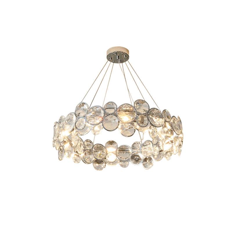 Elegant Chrome Round Crystal Chandelier - Modern Ceiling Light Fixture for Dining Room, Bedroom & Living Room Decor