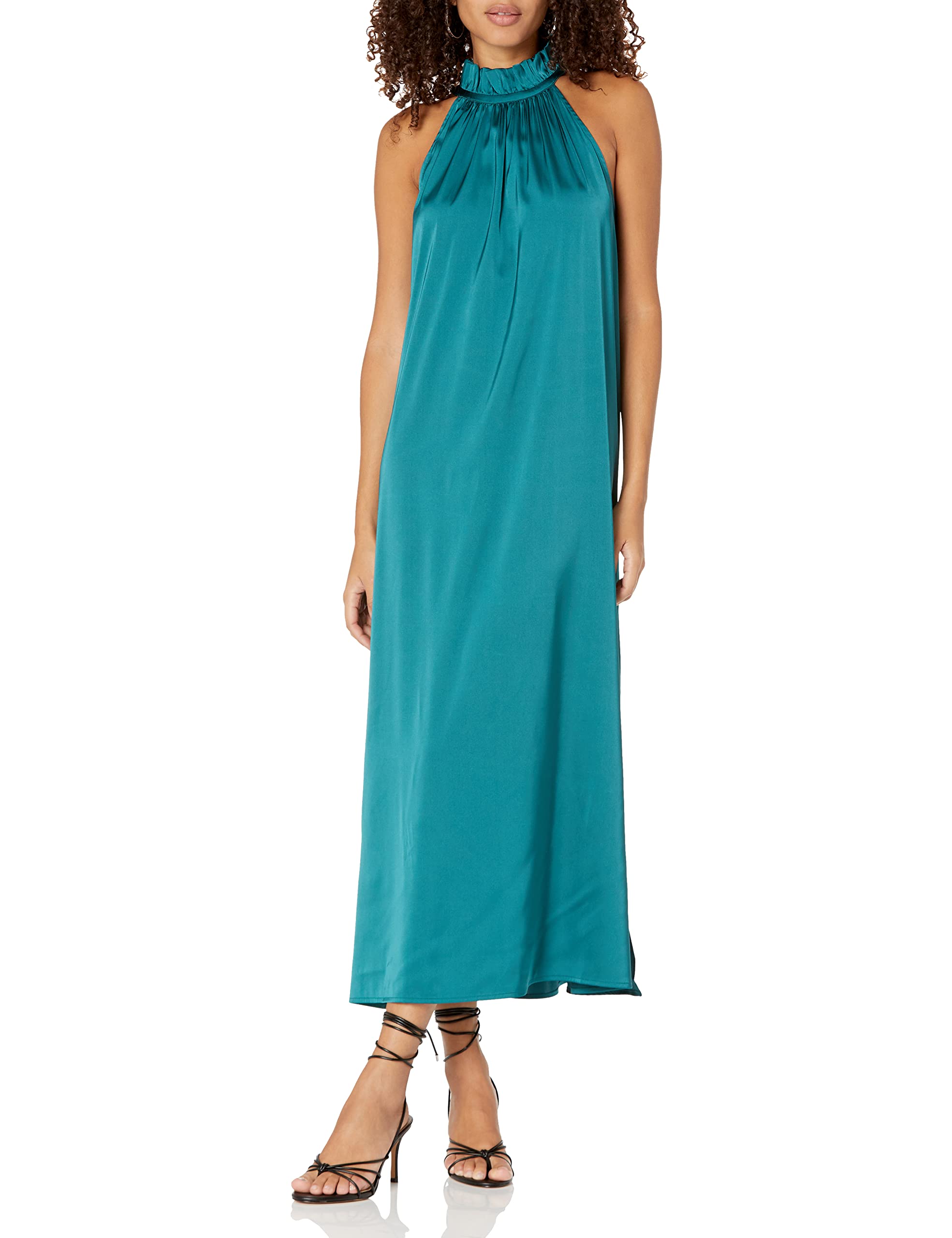 The Drop Women's Arlette Silky Stretch Halter Maxi Dress - Flowy Summer Beach Dress for Vacations, Weddings & Date Nights