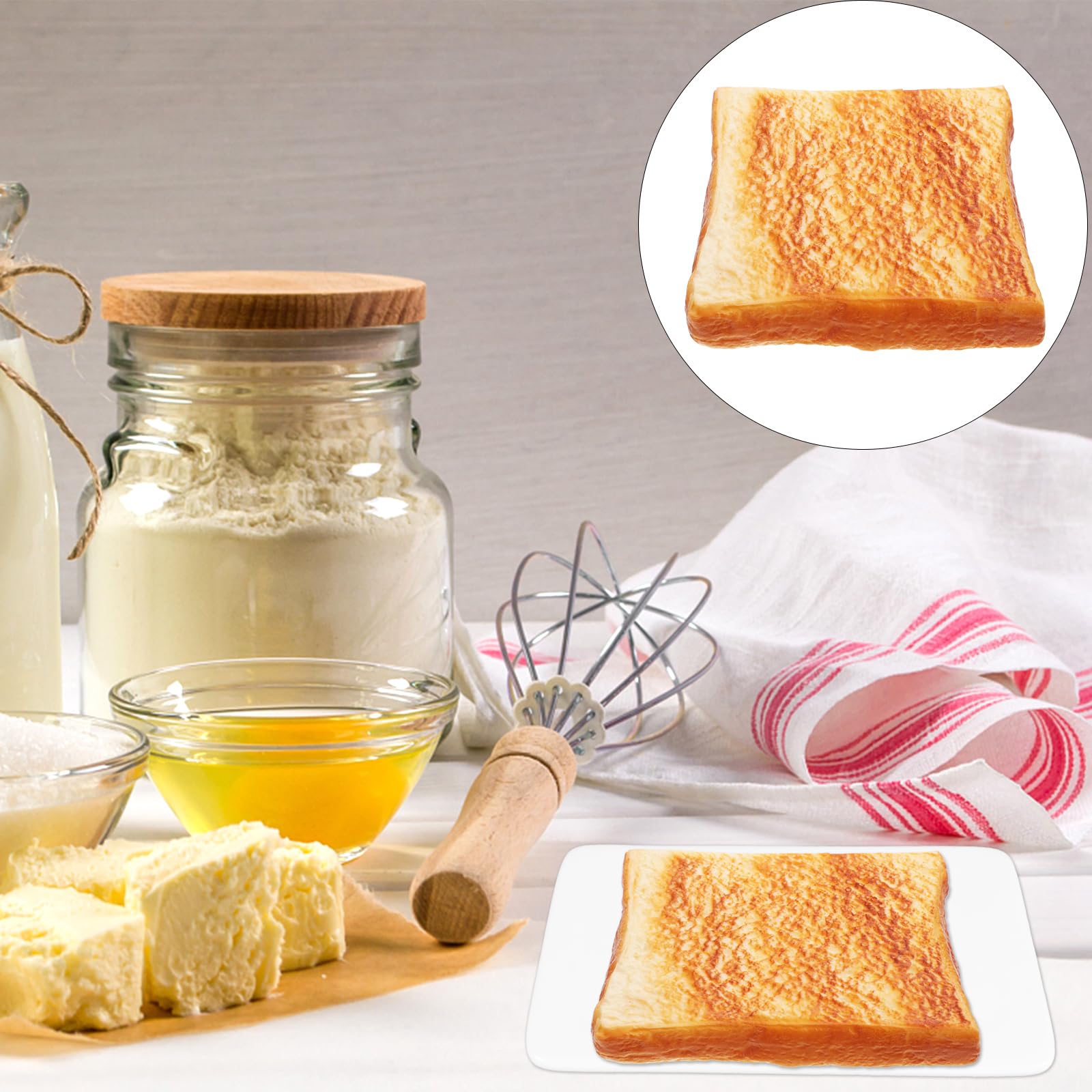Baluue Artificial Fake Sliced Bread - Realistic Toast Simulation Food Model for Bakery Display, Photography Props | Perfect for Home Kitchen Decor, Party Decoration & Food Styling
