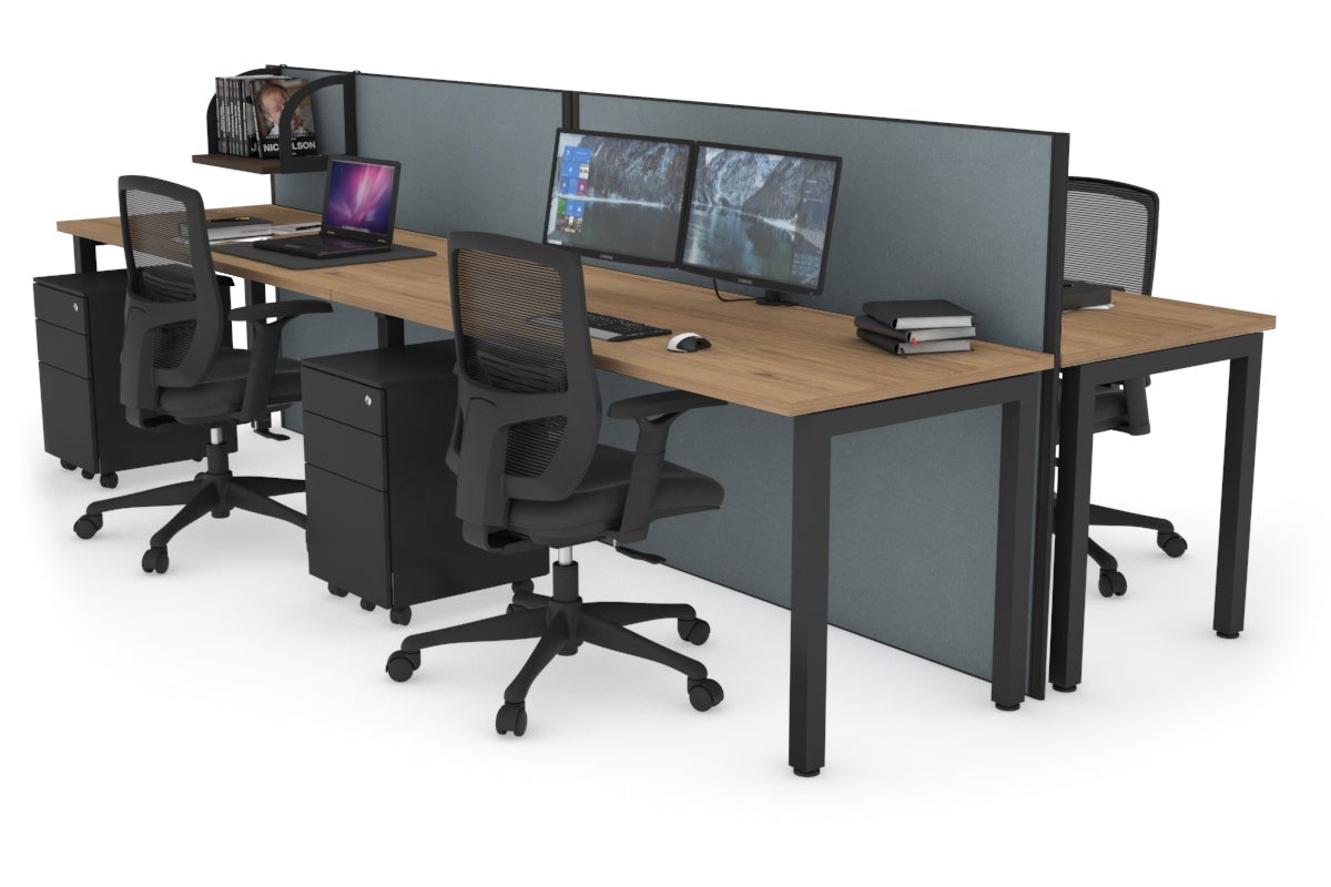 Horizon Quadro 4-Person Office Workstation Bench with Square Legs - 1400L x 700W Dimensions - Perfect for Collaborative Workspaces, Conference Rooms & Open Office Layouts