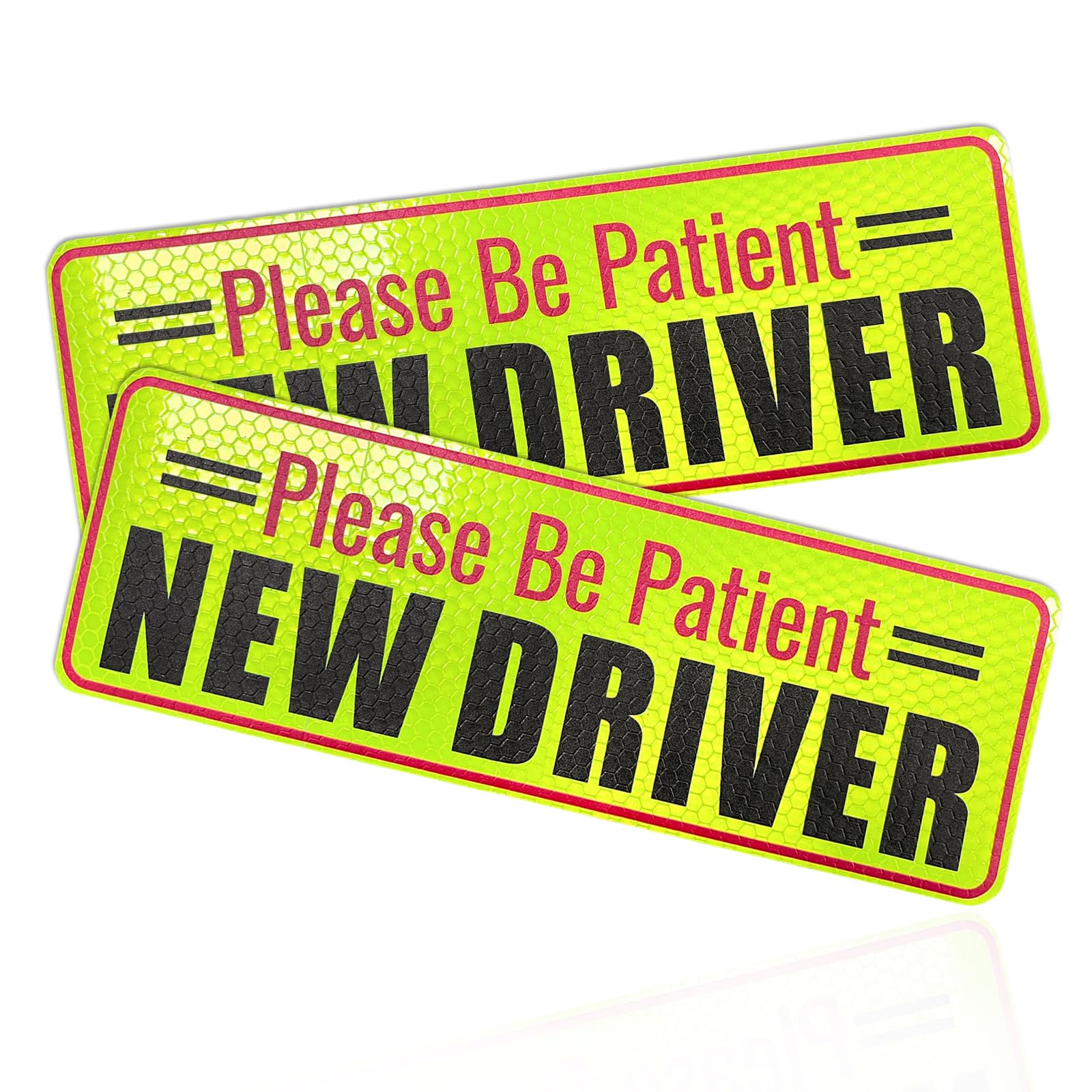 Ziciner 2-Pack Reflective Student Driver Magnets for Cars - New Driver Safety Signs with 'Please Be Patient' Decals - Beginner Warning Bumper Magnets (Style 7) - Perfect for Teen Drivers & Driving Schools