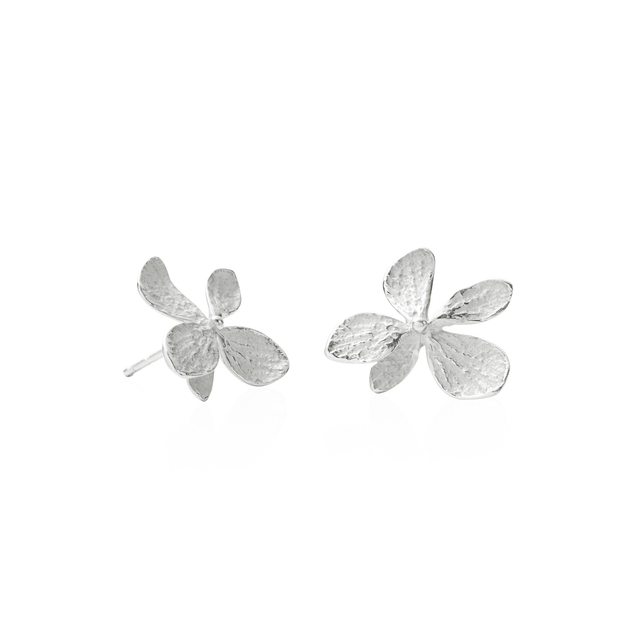 Silver Single Hydrangea Stud Earrings for Women - Dainty Floral Jewelry Gift for Her - Perfect for Weddings, Date Nights & Everyday Wear