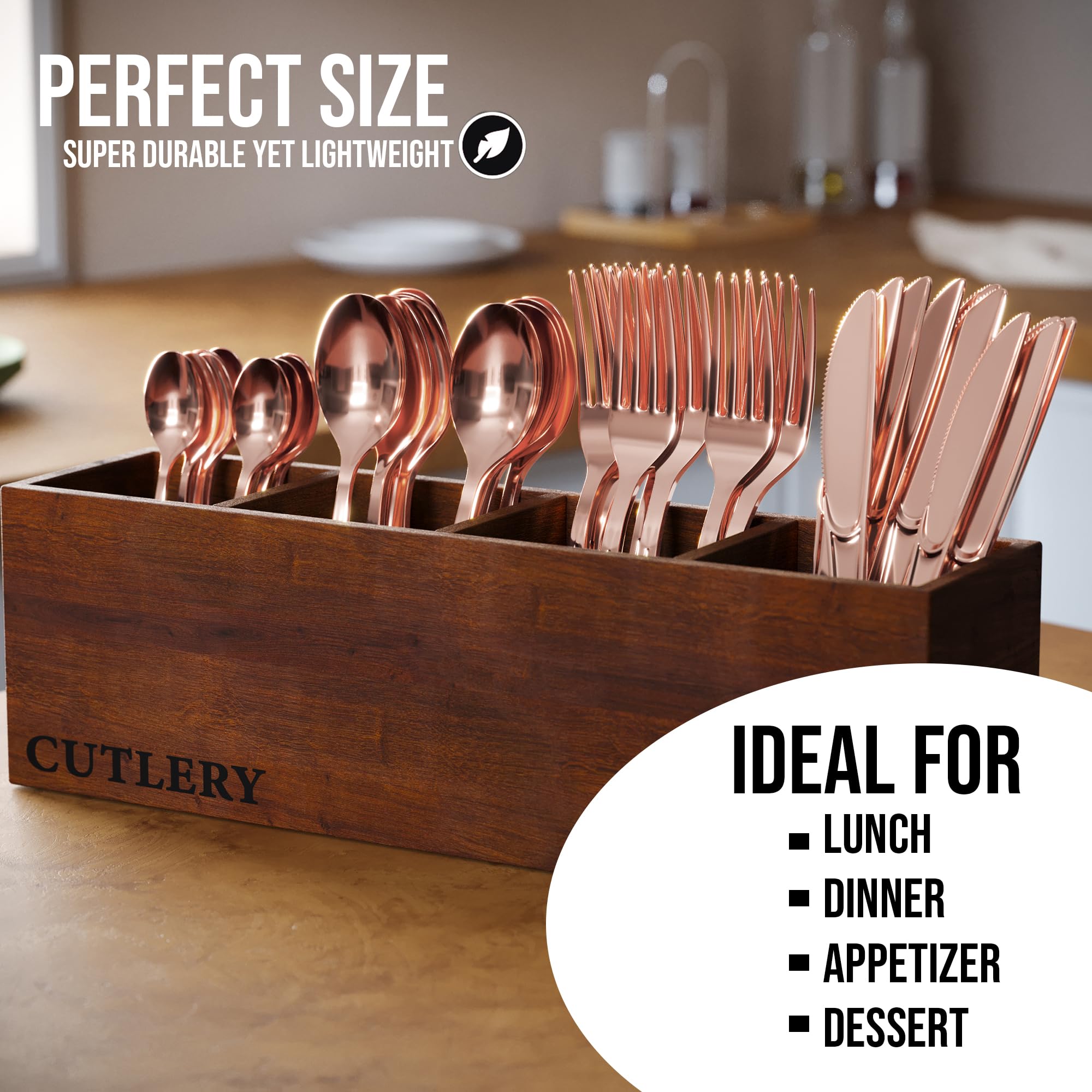 120 Pack Rose Gold Plastic Spoons Heavy Duty Disposable Cutlery - Elegant Disposable Silverware for Weddings, Parties, Catering & Special Events - Durable Rose Gold Plastic Spoons for Desserts, Cocktails & Elegant Dining