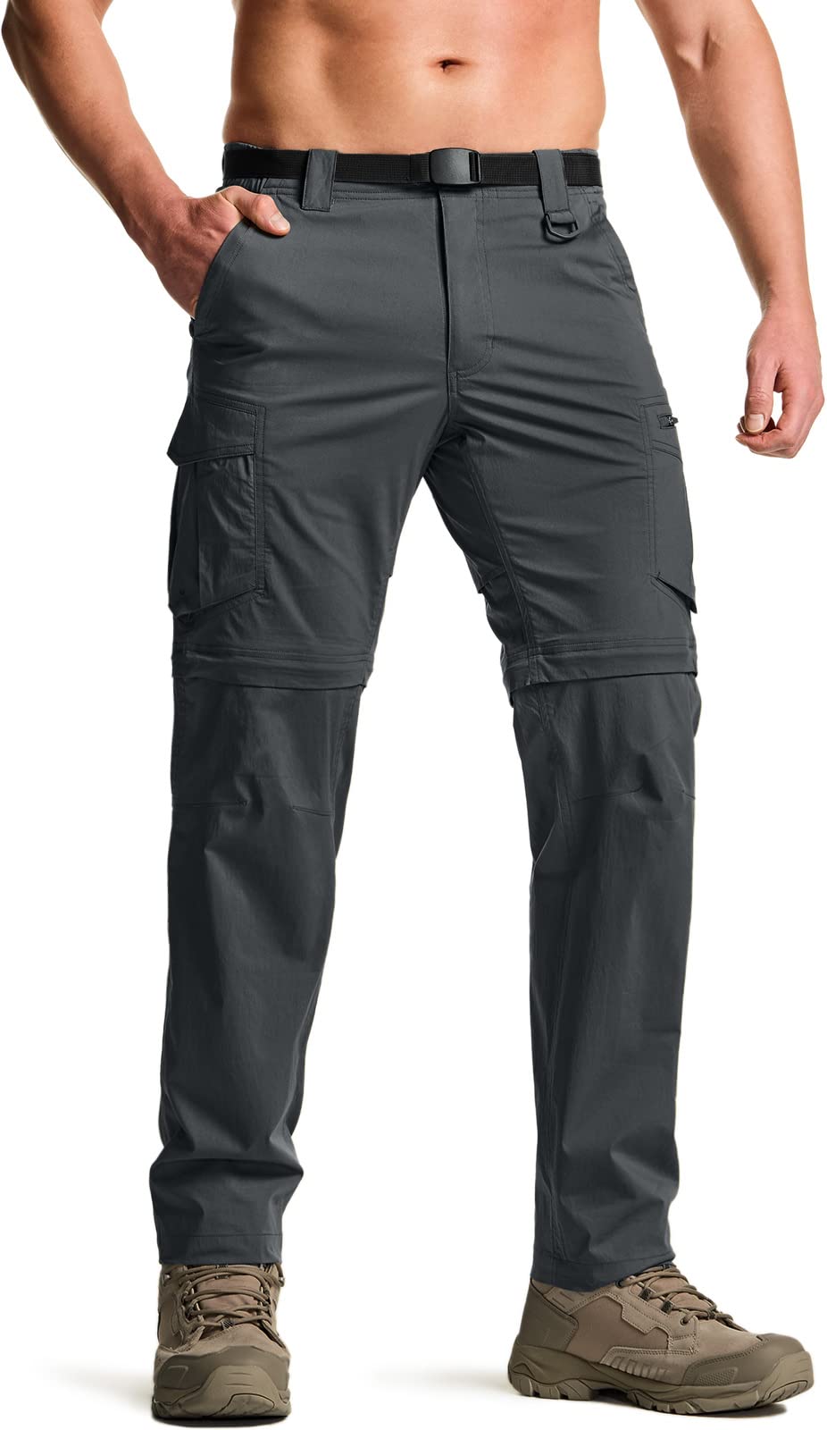 CQR Men's Convertible Cargo Pants - Water Resistant Hiking Pants with Zip-Off Legs | Lightweight Stretch UPF 50+ Outdoor Work Pants for Camping, Travel & Adventure Activities