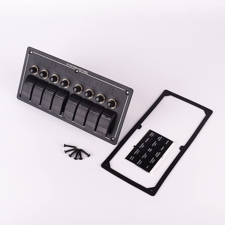 8 Gang Marine Boat RV Switch Panel - Waterproof Aluminum LED Rocker with Circuit Breaker for Car, Boat & RV Styling | Perfect for Dashboards, Control Panels & Marine Applications