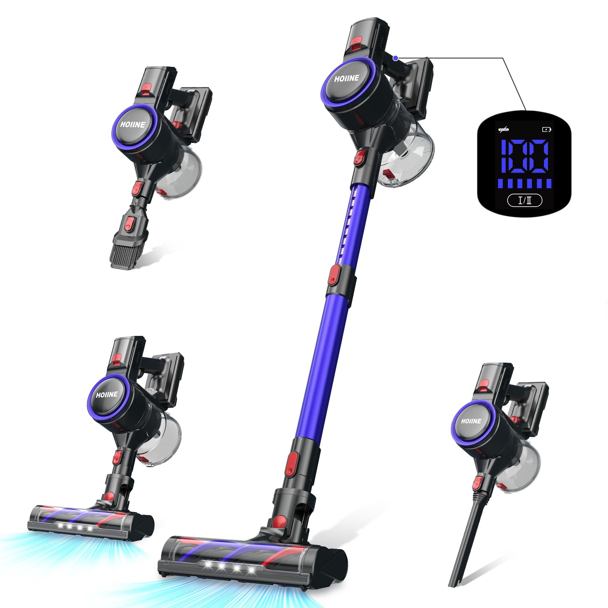 Powerful 24000Pa Cordless Stick Vacuum Cleaner with LED Display - 6-in-1 Lightweight Design, 35 Min Runtime & HEPA Filter - Ideal for Hardwood Floors, Carpets, Pet Hair Removal - Perfect for Home Cleaning, Quick Pickups & Pet Owners