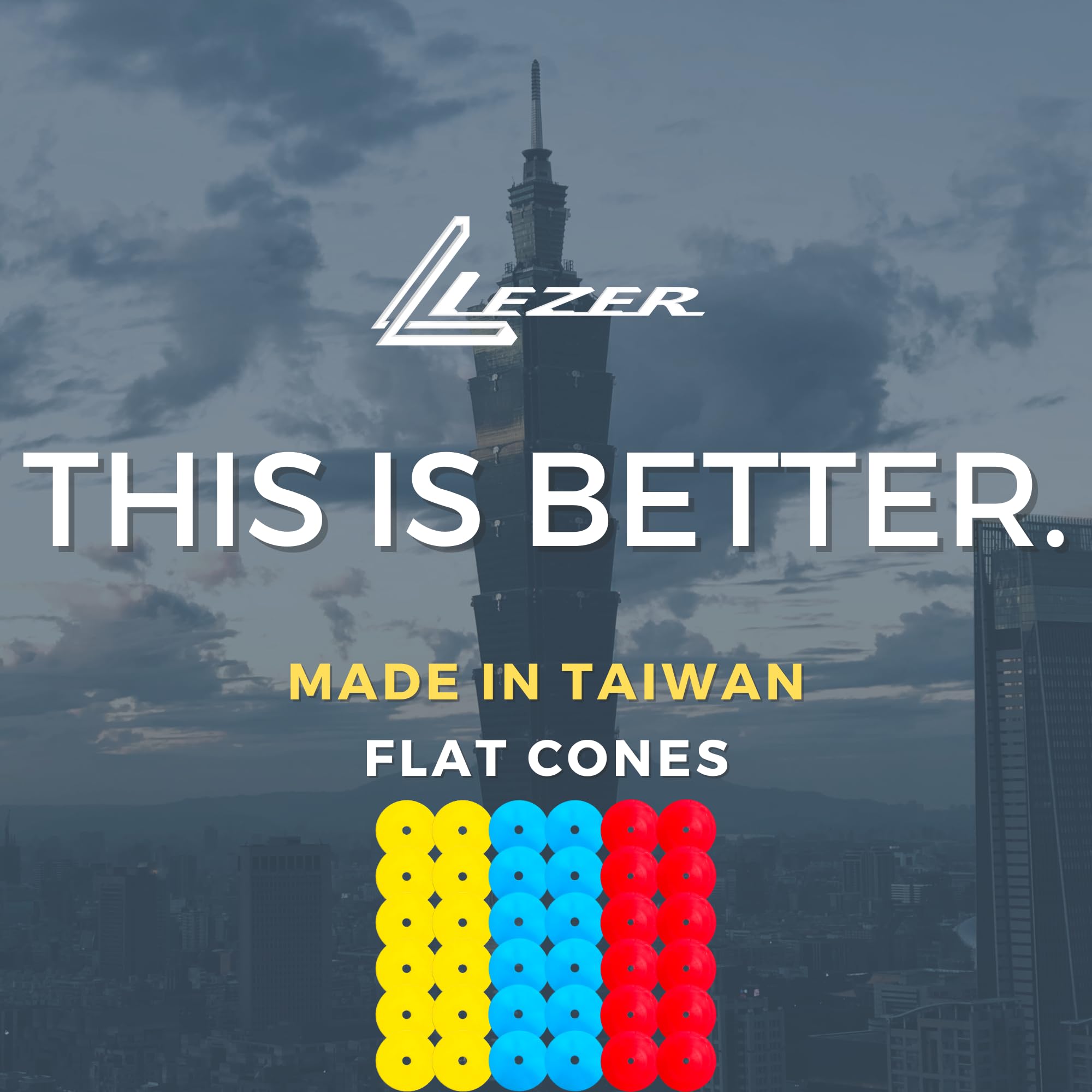 LEZER 6 Inch & 8 Inch Flat Cones - Soccer Training Equipment for Agility Practice, Football Drills & Field Markers | Durable Spot Markers for Sports Courts, Sit Spots & Flat Discs | Made in Taiwan | Perfect for Soccer Practice, Gym Training & Outdoor Sports Activities