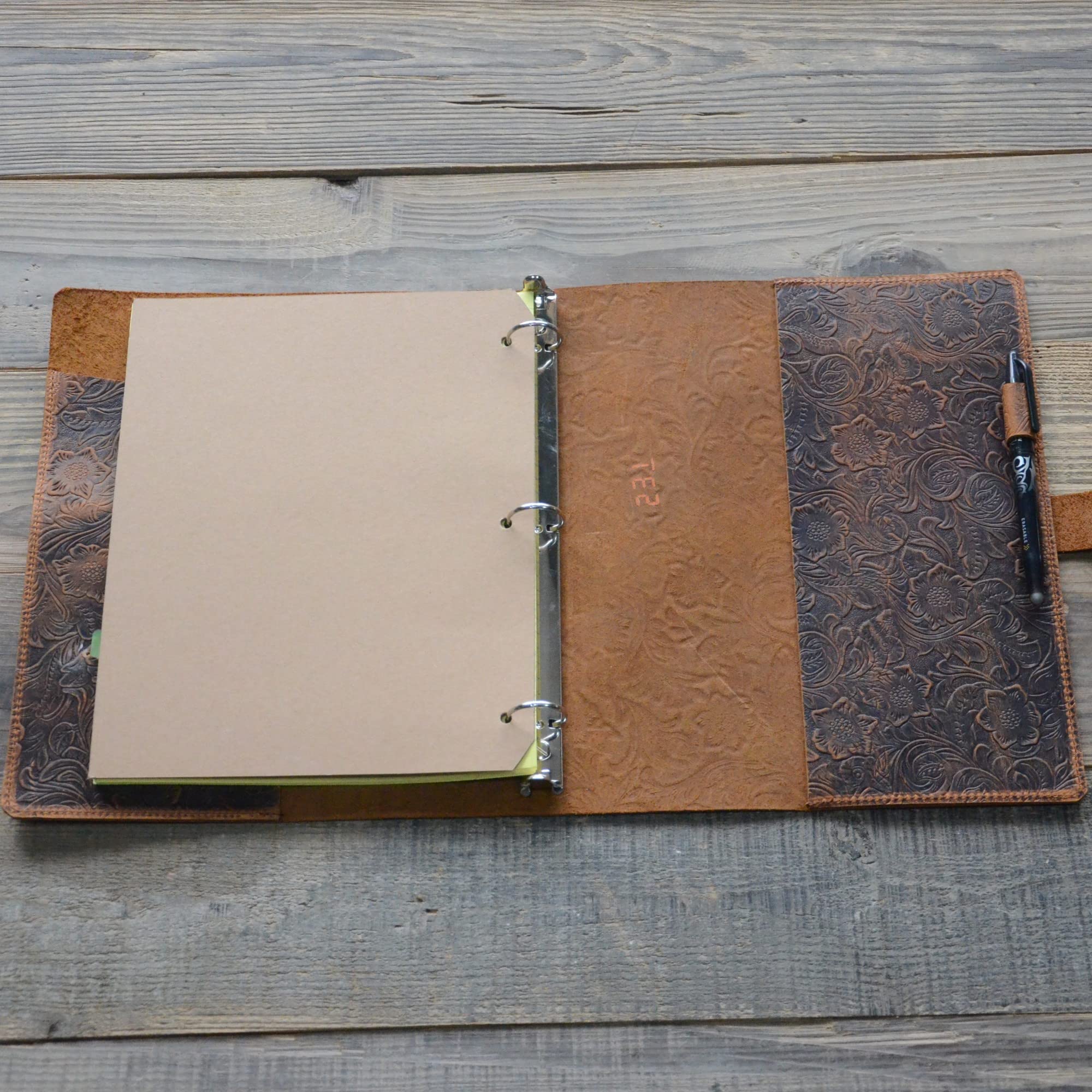 Premium Leather A4 3-Ring Binder Organizer - 8.5