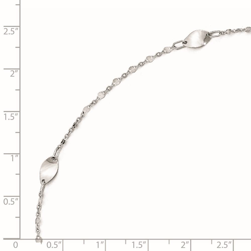 14K White Gold Polished Diamond Anklet for Women - Elegant Ankle Bracelet for Everyday Wear & Special Occasions | Diamond2Deal