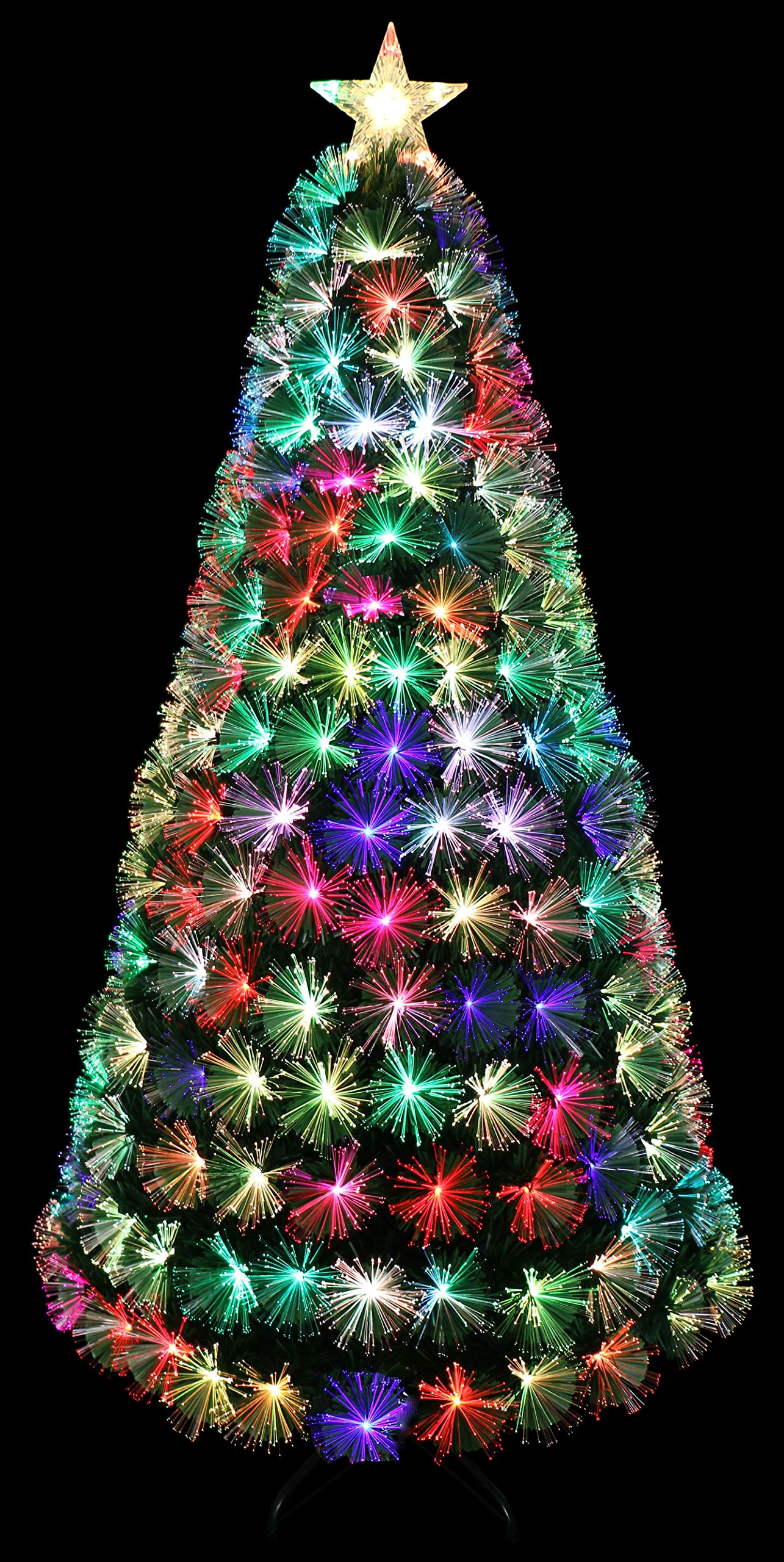 7ft Pre-lit LED Fiber Optic Christmas Tree with 7 Color Changing Lights - Perfect for Holiday Home Decor, Office Parties & Festive Celebrations
