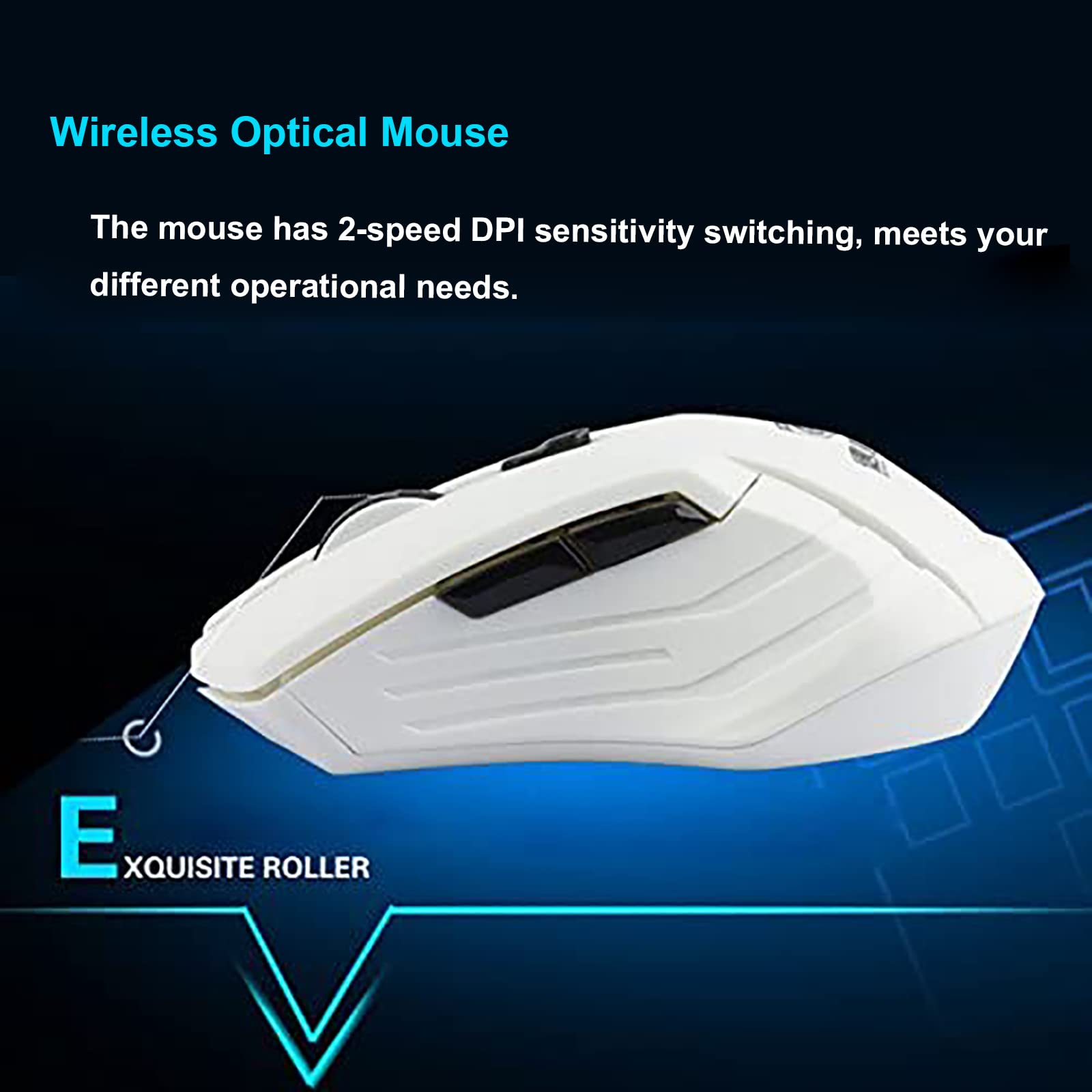 Wireless Keyboard and Mouse Combo - 2.4GHz Ergonomic USB Keyboard & Optical Mouse Set for PC, Laptop, Mac - Perfect for Home Office, Gaming & Study (White) | Comfortable Typing & Precise Cursor Control