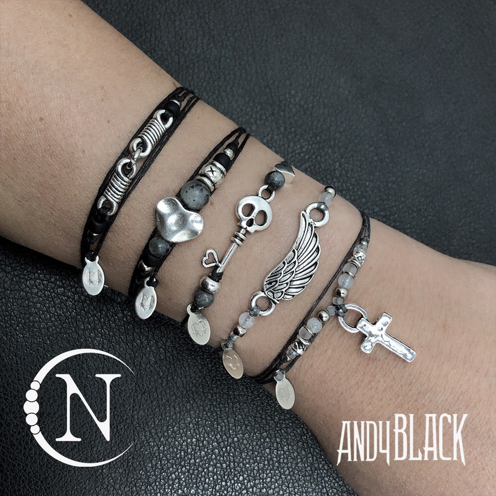 Andy Black NTIO Bracelet - Stylish Adjustable Leather Wristband for Men & Women | Perfect for Gifts, Concerts, and Everyday Wear