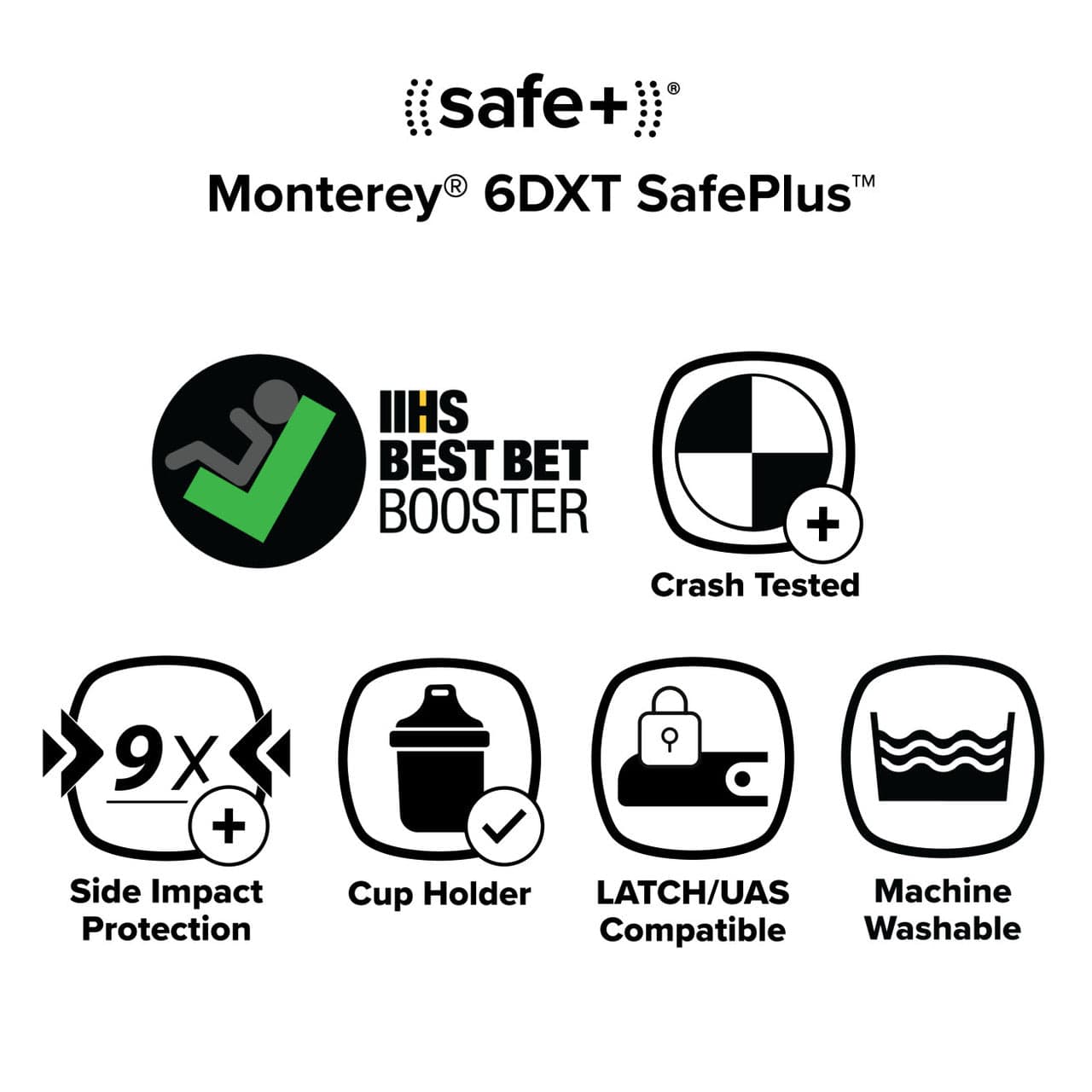Diono Monterey® 6DXT SafePlus® High Back Booster Car Seat for Kids - Premium Safety & Comfort for Travel - Perfect for School, Road Trips & Family Adventures