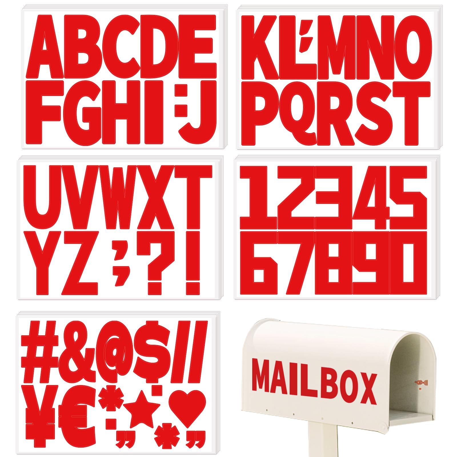 3 Inch Red Alphabet Letter Stickers - 40 Self-Adhesive Vinyl Sheets for Mailbox Numbers, Bulletin Boards, Classroom & Home Decor | Perfect for DIY Projects, Scrapbooking & Organization