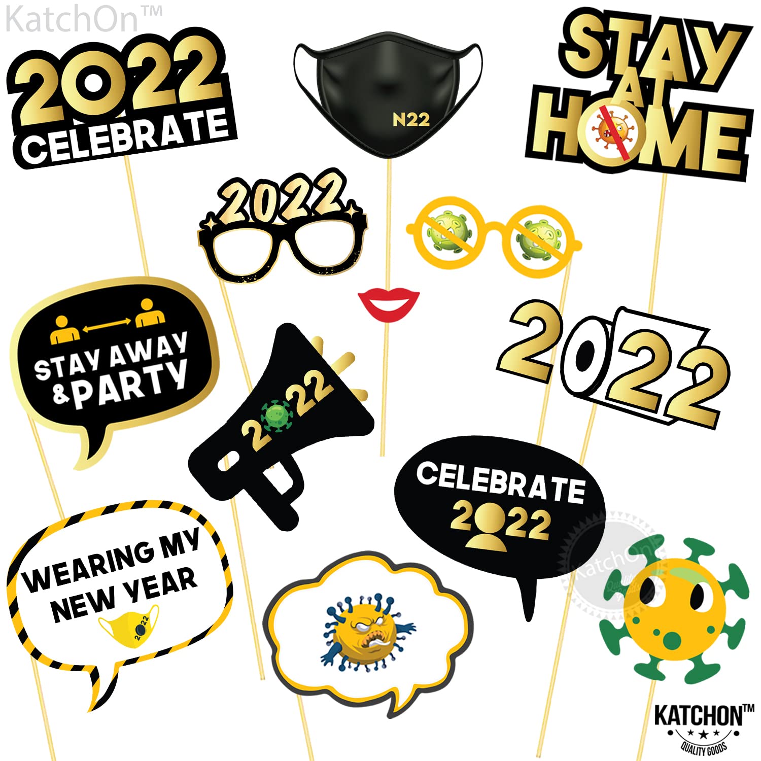 2023 New Year's Eve Photo Booth Props Kit - DIY Party Decorations for NYE Celebrations, Christmas, and Holiday Gatherings - Fun Backdrop Accessories for Family Photos & Social Media