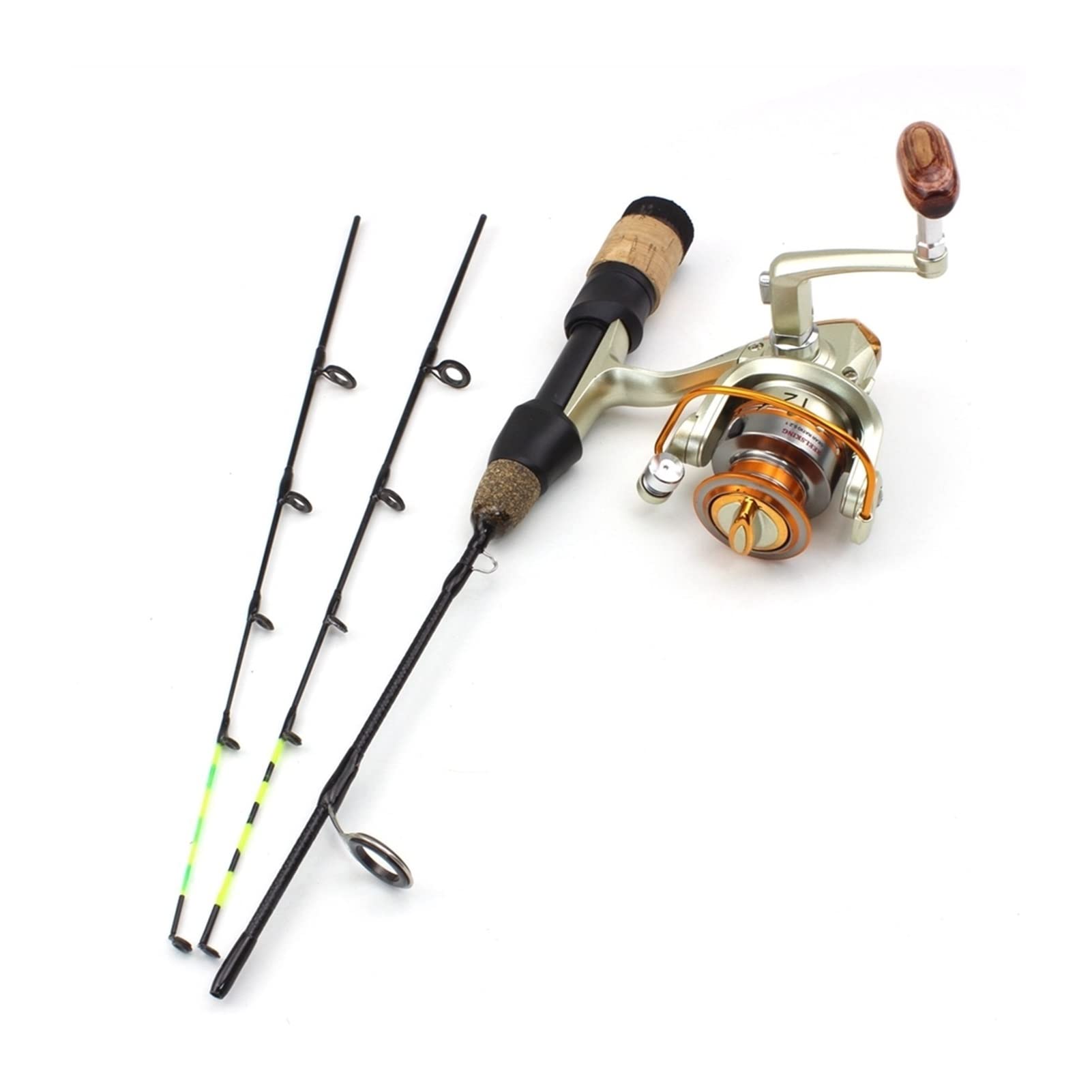 TOMYEUS 58cm Carbon Fiber Ice Fishing Rod & Reel Set - Ultra-Light Spinning Combo with 2 Tips for Winter Carp Fishing | Perfect for Ice Angling, Frozen Lake Fishing & Outdoor Winter Sports