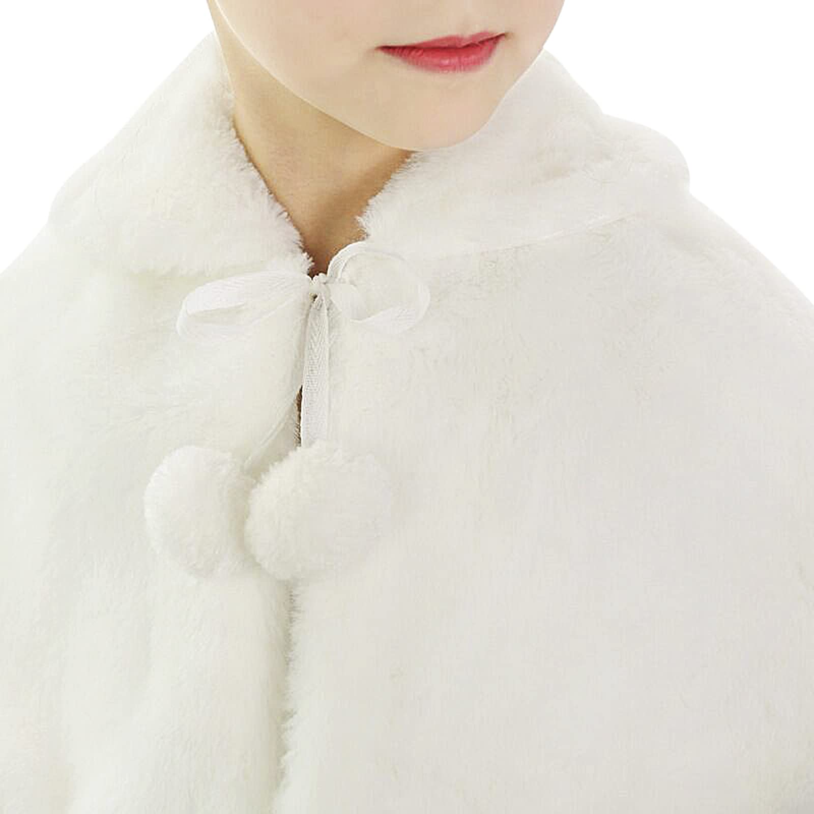 Girls Faux Fur Bolero Wrap Shawl - Elegant Princess Jacket with Flower Decor for Weddings, Parties & Special Occasions - Perfect for Bridesmaids, Prom & Formal Events