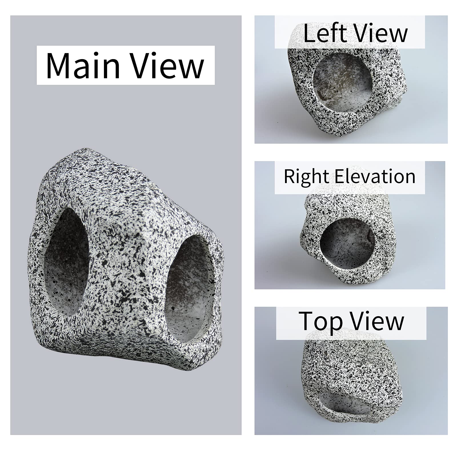 WishLotus Aquarium Cave Decoration - Ceramic Double Hole Betta Fish House, Hidden Tunnel Fish Tank Ornament for Shrimp, Cichlid & Betta - Natural Breeding & Hiding Spot (Black) - Perfect for Tropical Fish Tanks & Aquascaping