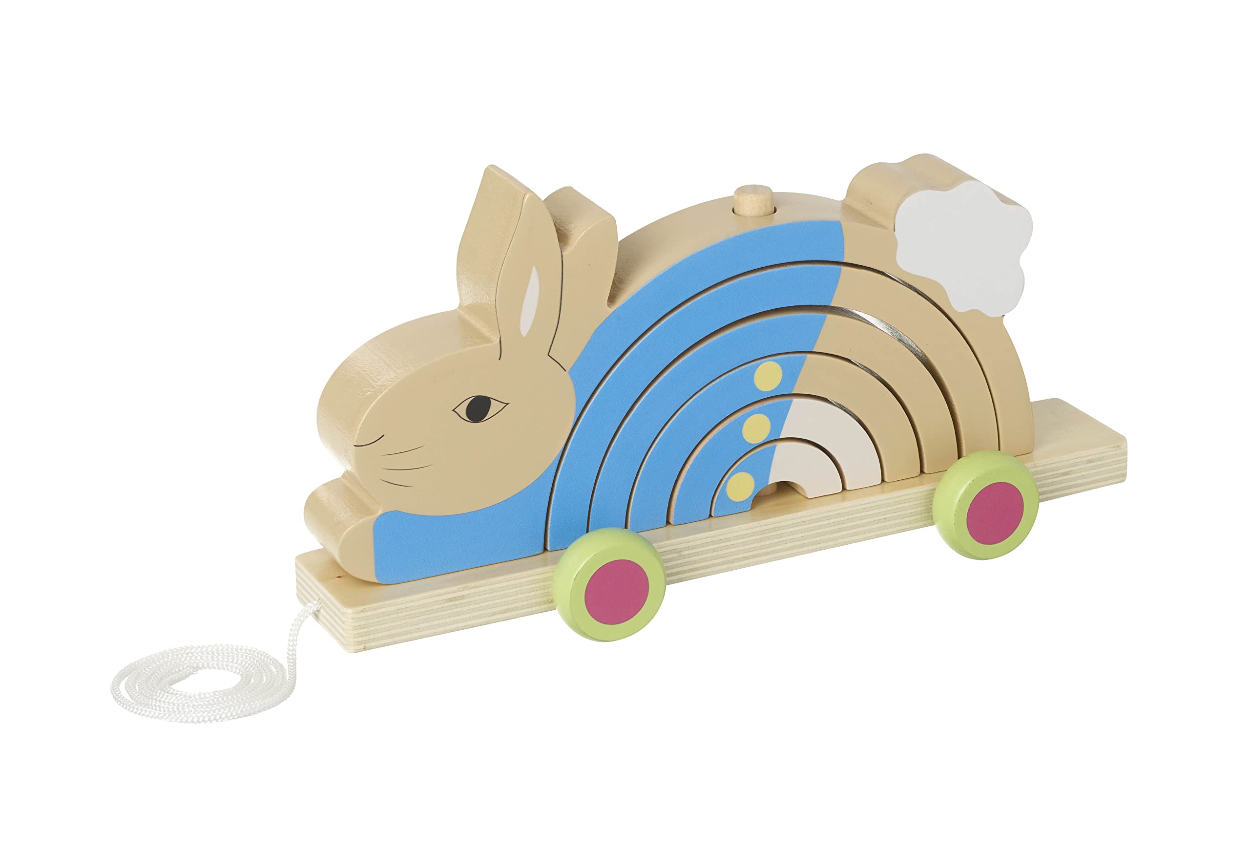 Peter Rabbit Wooden Stacking Pull Along Toy - Montessori Toddler Educational Toy | Official Licensed Beatrix Potter Character | Early Childhood Development Activity | Perfect for Birthday Gifts & Montessori Classroom Play