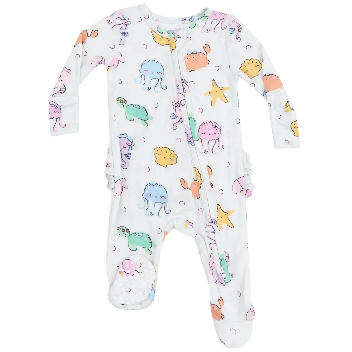 Angel Dear Two-Way Zipper Ruffle Back Footie - Cute Sea Creatures Baby Romper for Newborns & Infants | Perfect for Playtime, Nursery & Photo Shoots