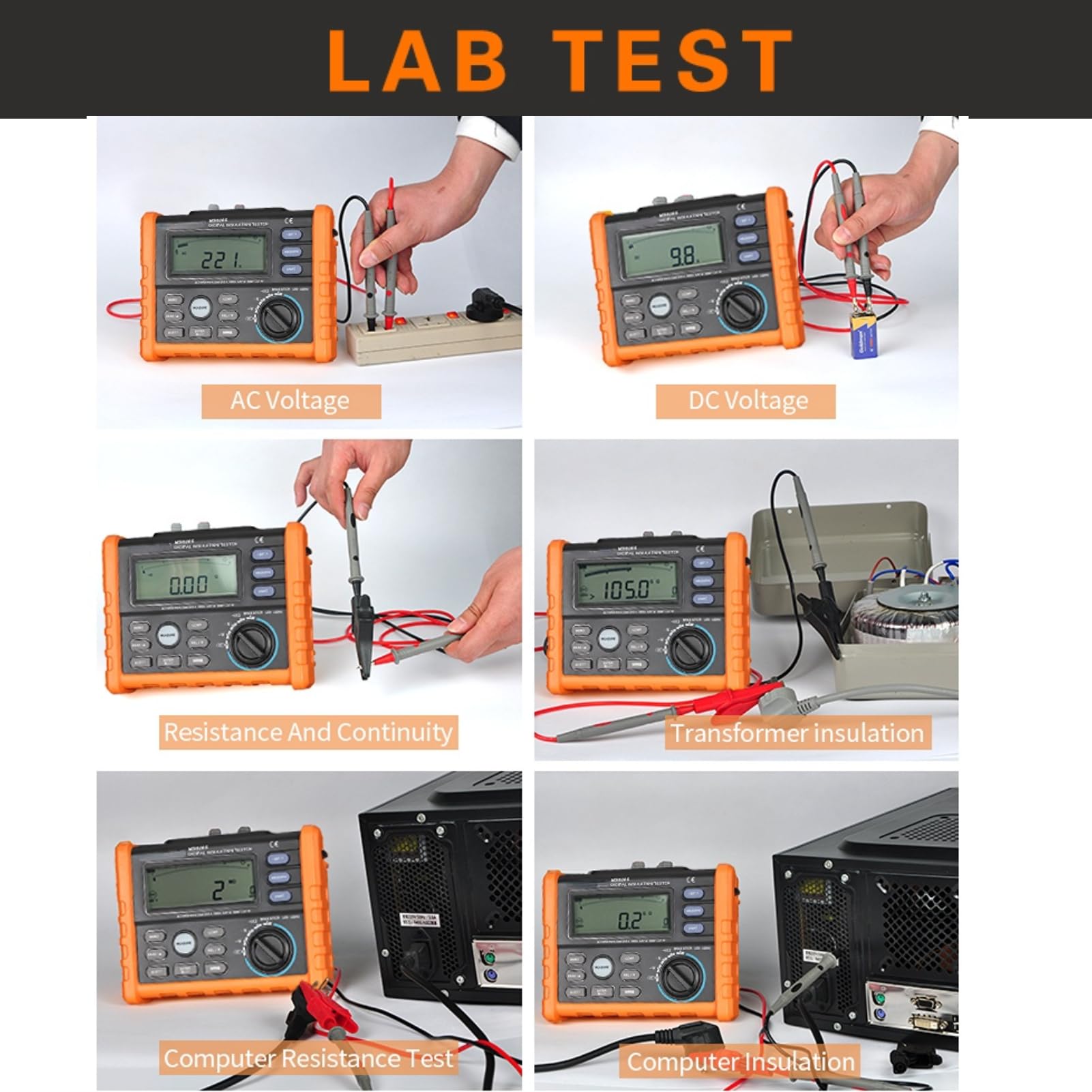 MS5205 Digital Insulation Tester - 0.01MΩ to 100GΩ Range with 250V-2500V Voltage | High Precision Insulation Resistance Multimeter for Electrical Safety Testing | Perfect for HVAC, Industrial Equipment & Home Wiring Maintenance