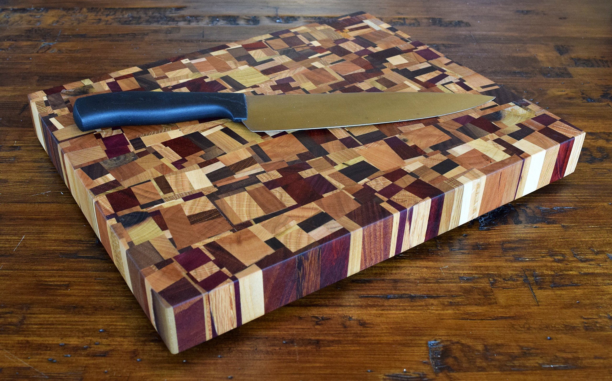 Premium Chaos End Grain Cutting Board - Large Wooden Butcher Block for Kitchen, Meat, Vegetables - Perfect for Chefs, Home Cooking & BBQ Prep