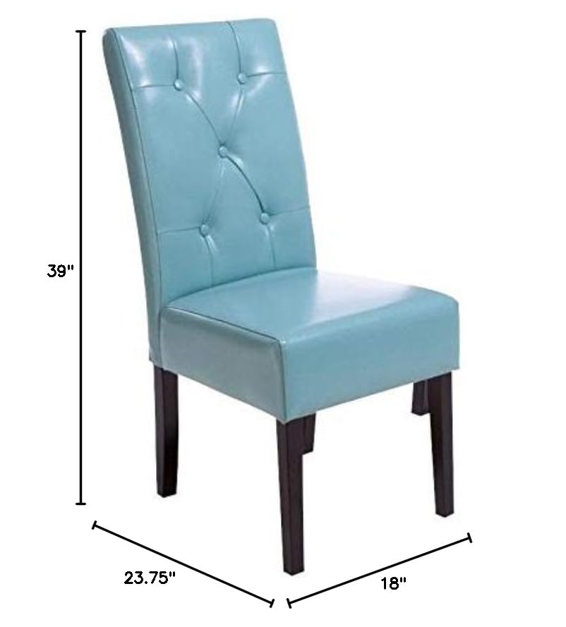 Christopher Knight Home Taylor Bonded Leather Dining Chairs, 2-Piece Set, Teal Blue - Modern Comfortable Seating for Kitchen, Dining Room & Office