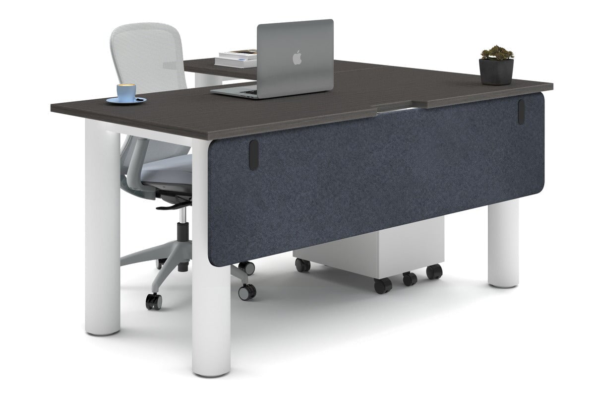 L-Shaped Corner Office Desk with Quadro Cylinder Legs - 1600L x 1800W Dimensions, Cable Management Scallop - Perfect for Home Office, Gaming Setup & Workspace Organization
